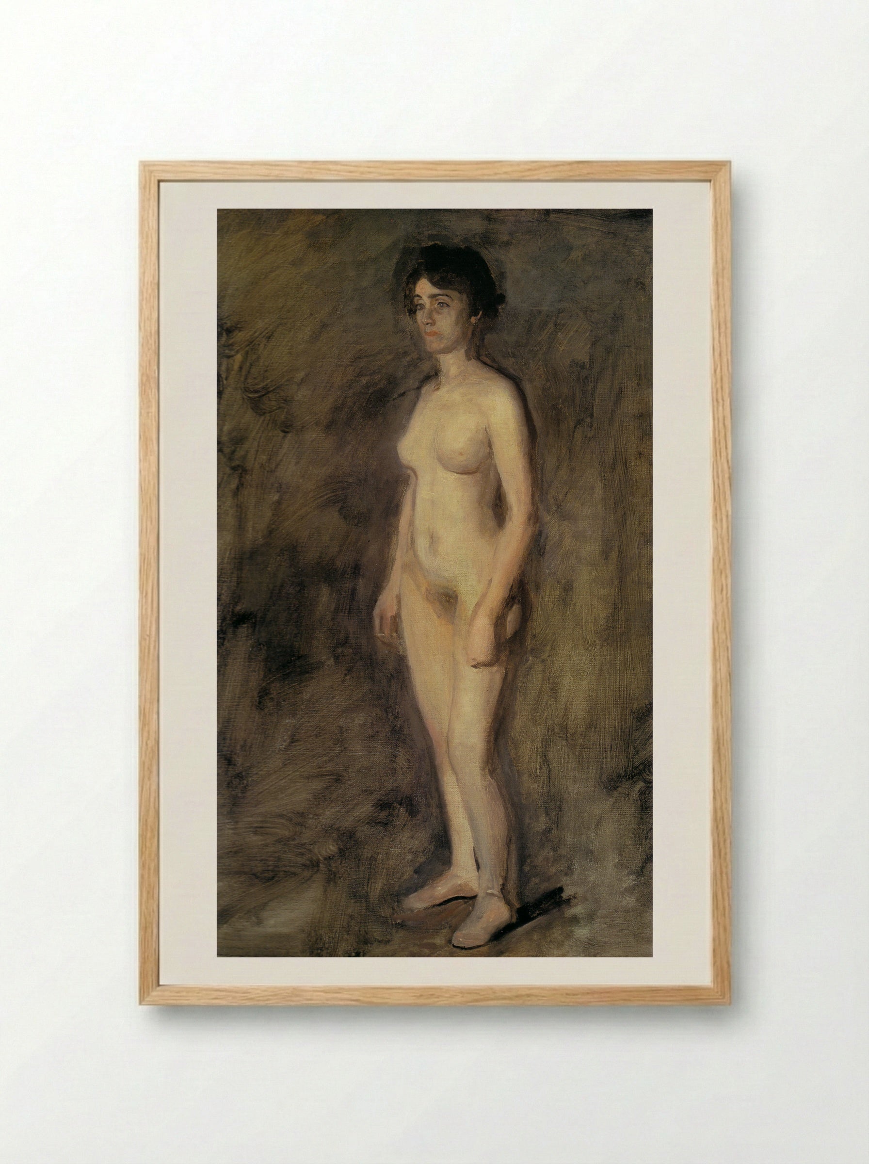 Standing Female Nude - Thomas Eakins - Framed Print Wood