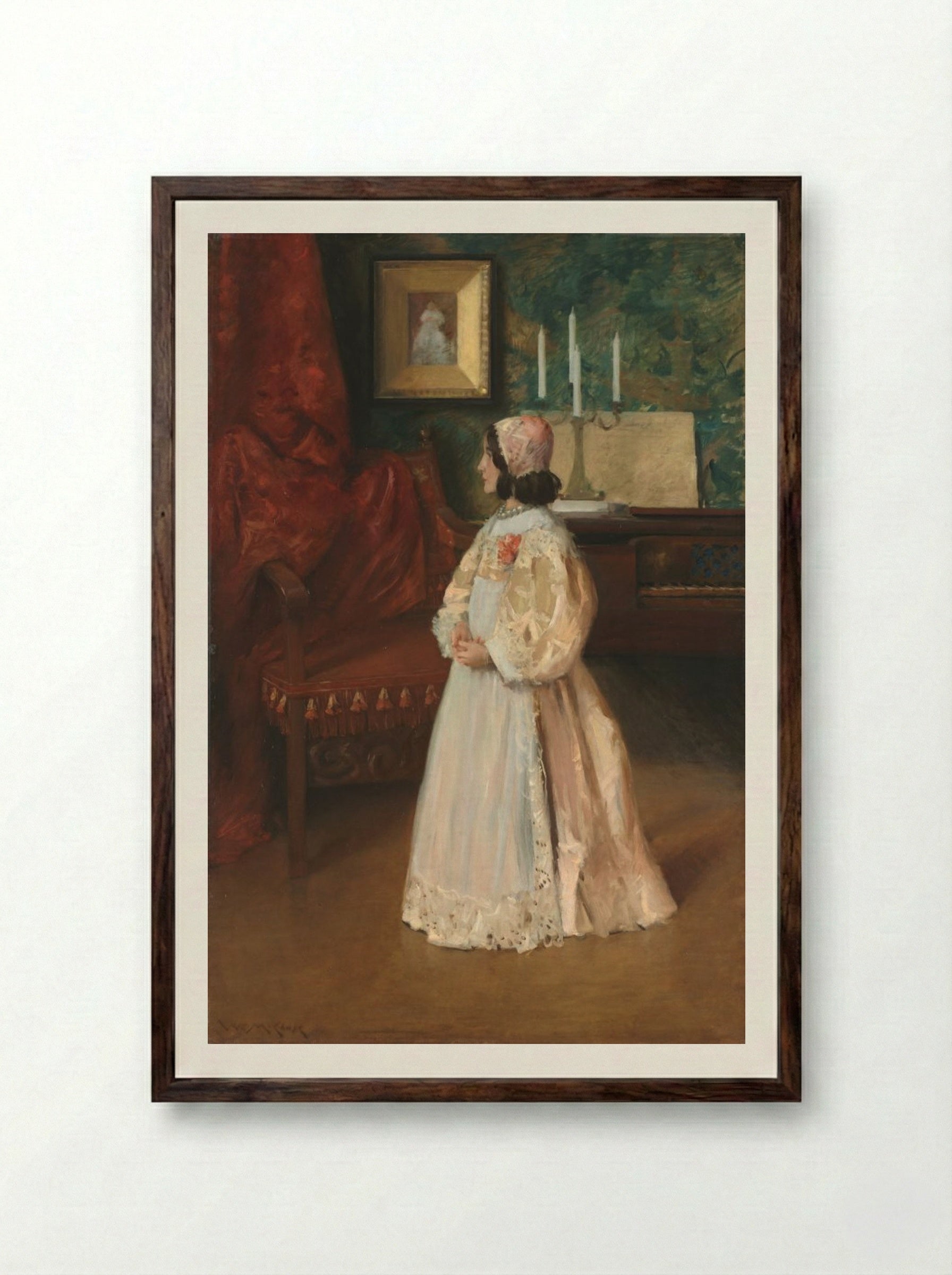 Portrait of My Daughter Alice - William Merritt Chase - Framed Print Dark Wood