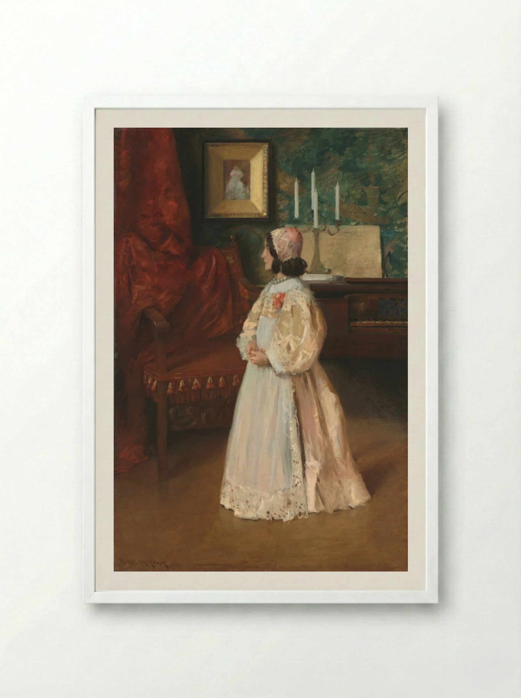 Portrait of My Daughter Alice - William Merritt Chase - Framed Print White
