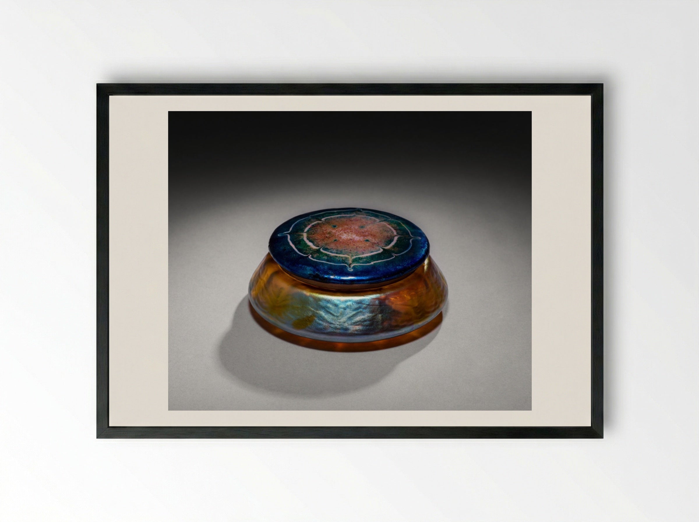 Covered Box - Louis Comfort Tiffany - Framed Print Black
