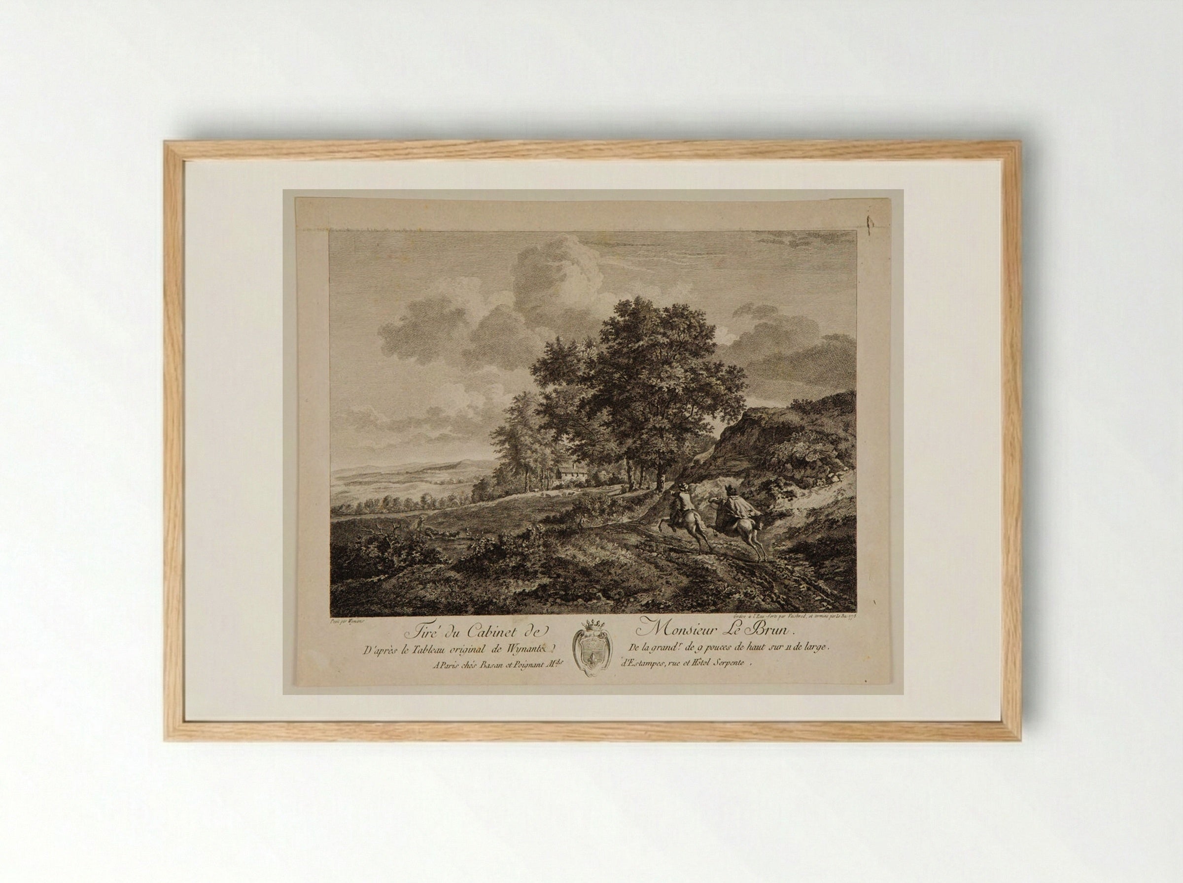 Landscape with Two Horsemen on a Road - Carl Wilhelm Weisbrod - Framed Print Wood
