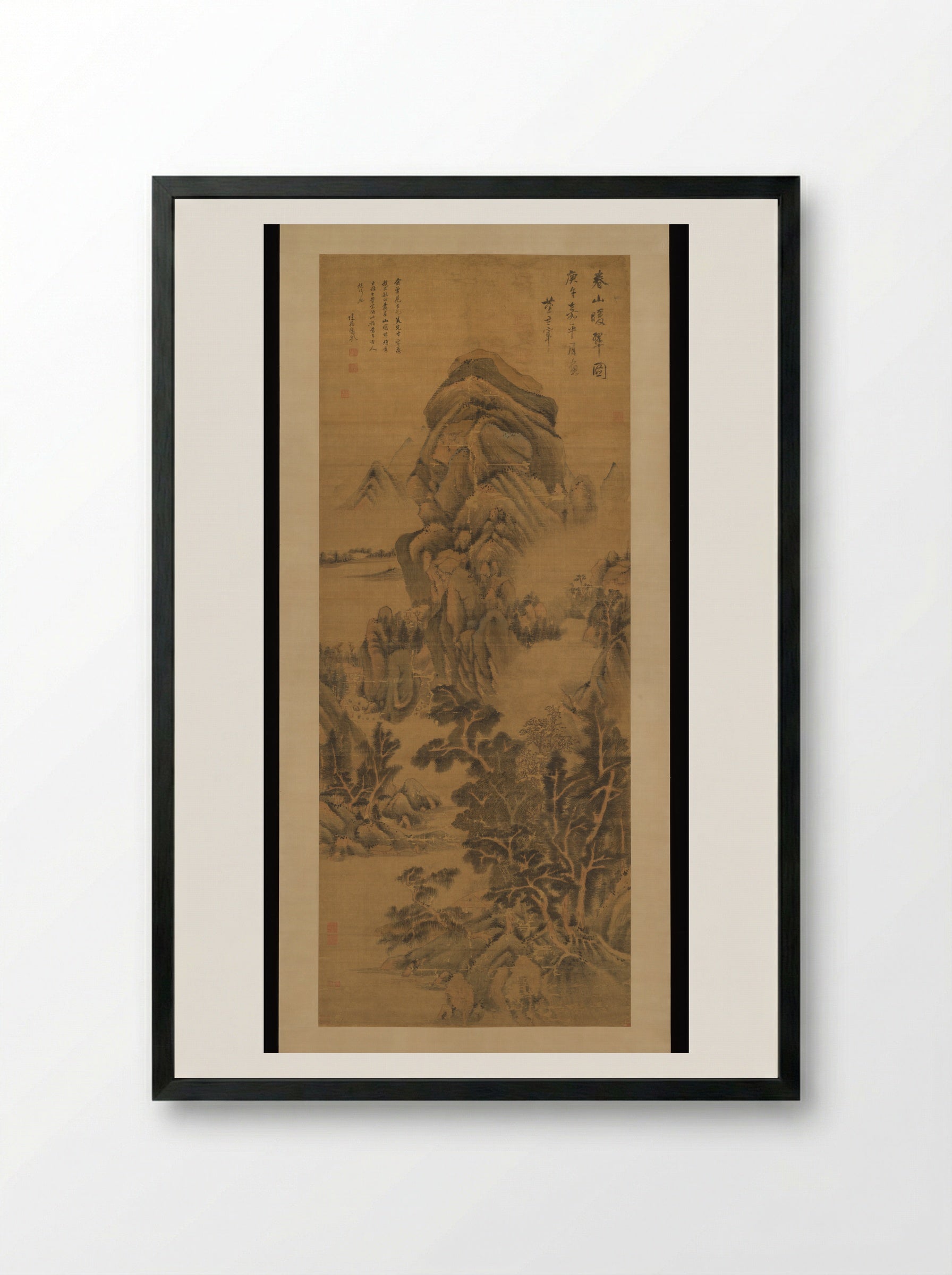 Spring Mountains over Warm Greenery - Dong Qichang - Framed Print Black