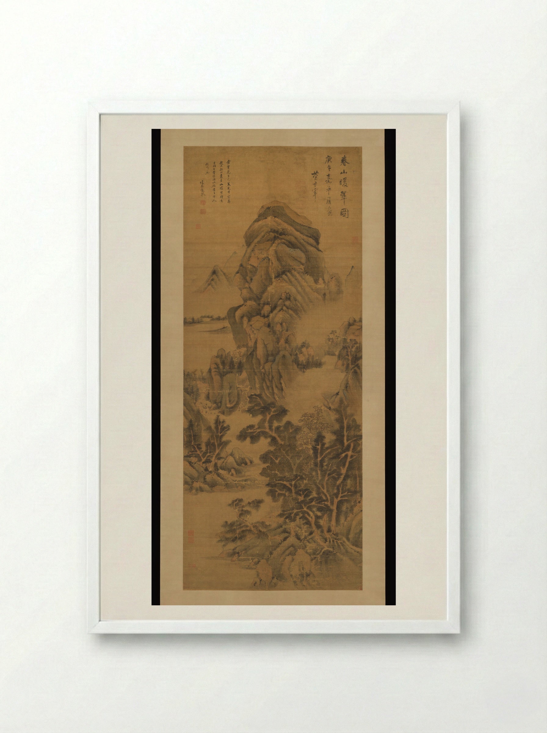 Spring Mountains over Warm Greenery - Dong Qichang - Framed Print White