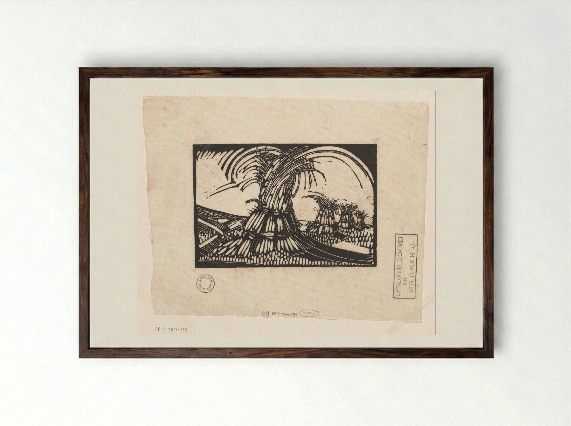 Korenschoven te Ede - Dick Ket - Framed Print Dark Wood