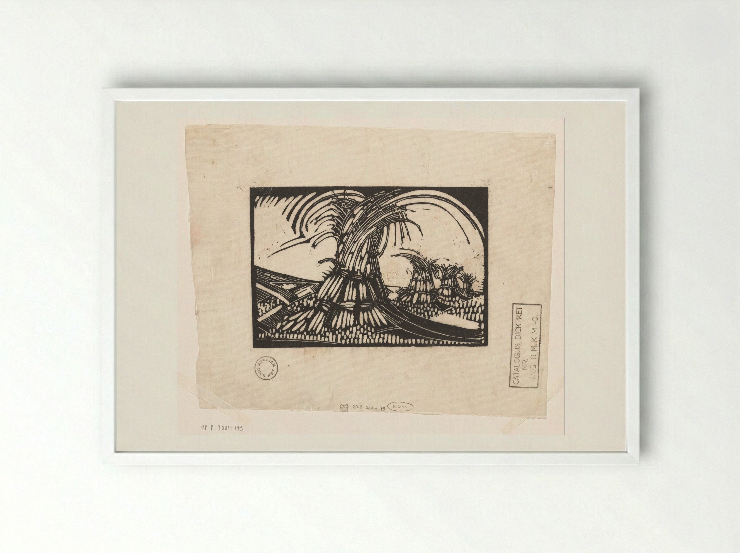 Korenschoven te Ede - Dick Ket - Framed Print White