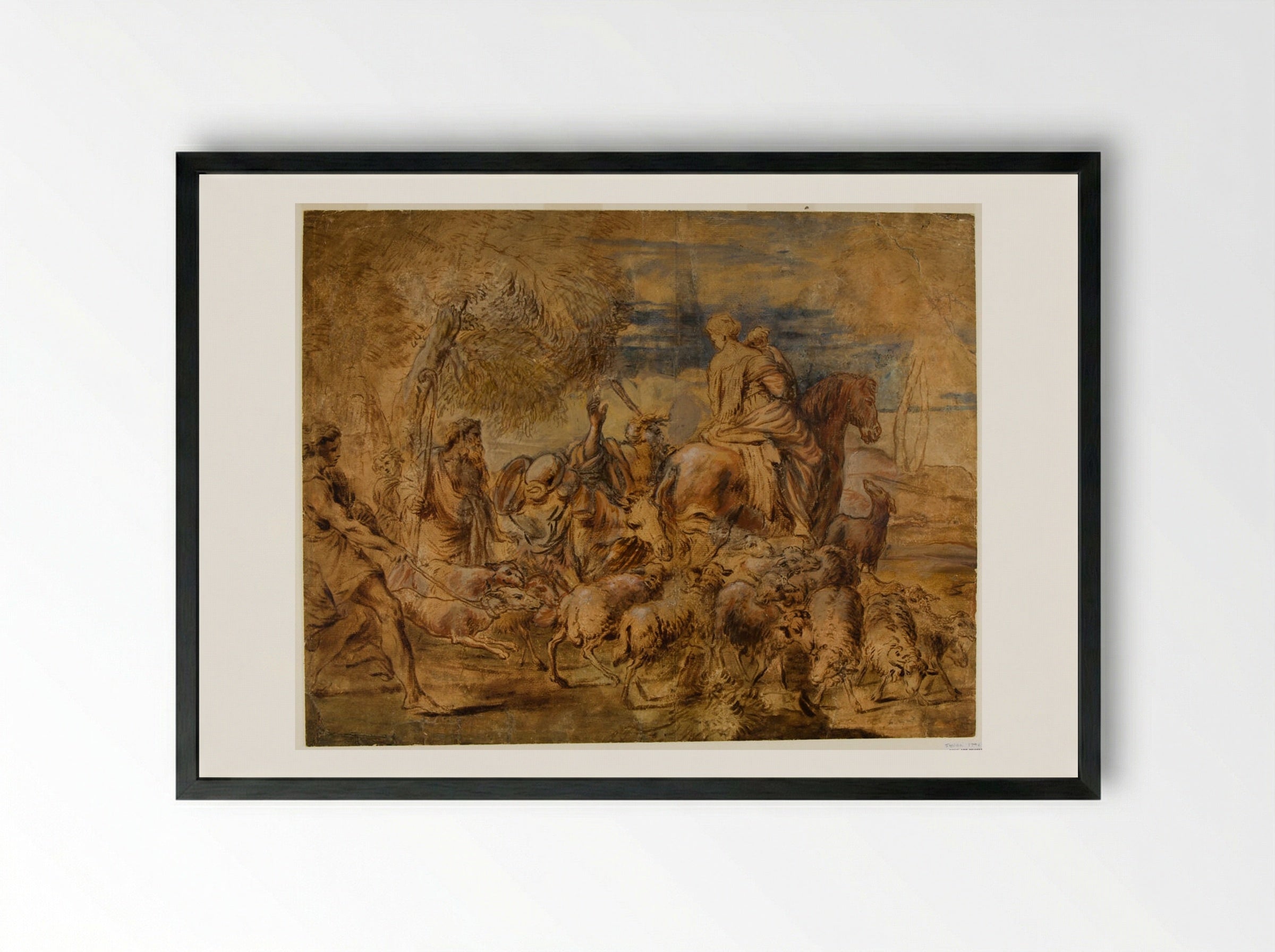 The Family of Jacob - Giovanni Benedetto Castiglione - Framed Print Black