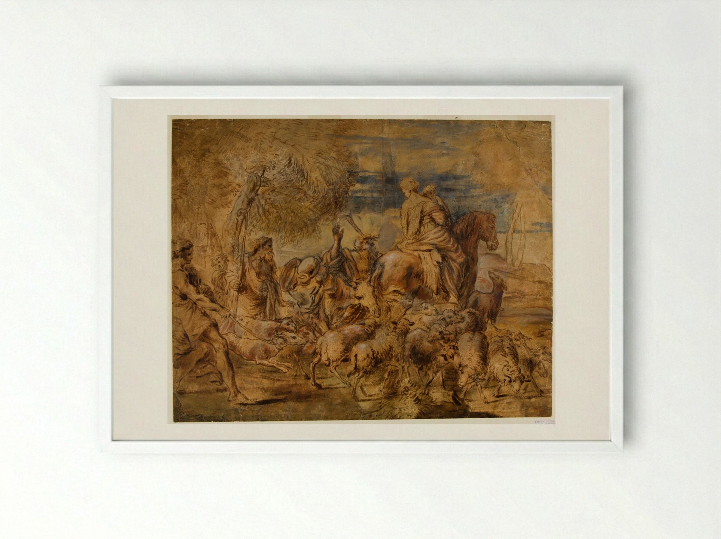 The Family of Jacob - Giovanni Benedetto Castiglione - Framed Print White