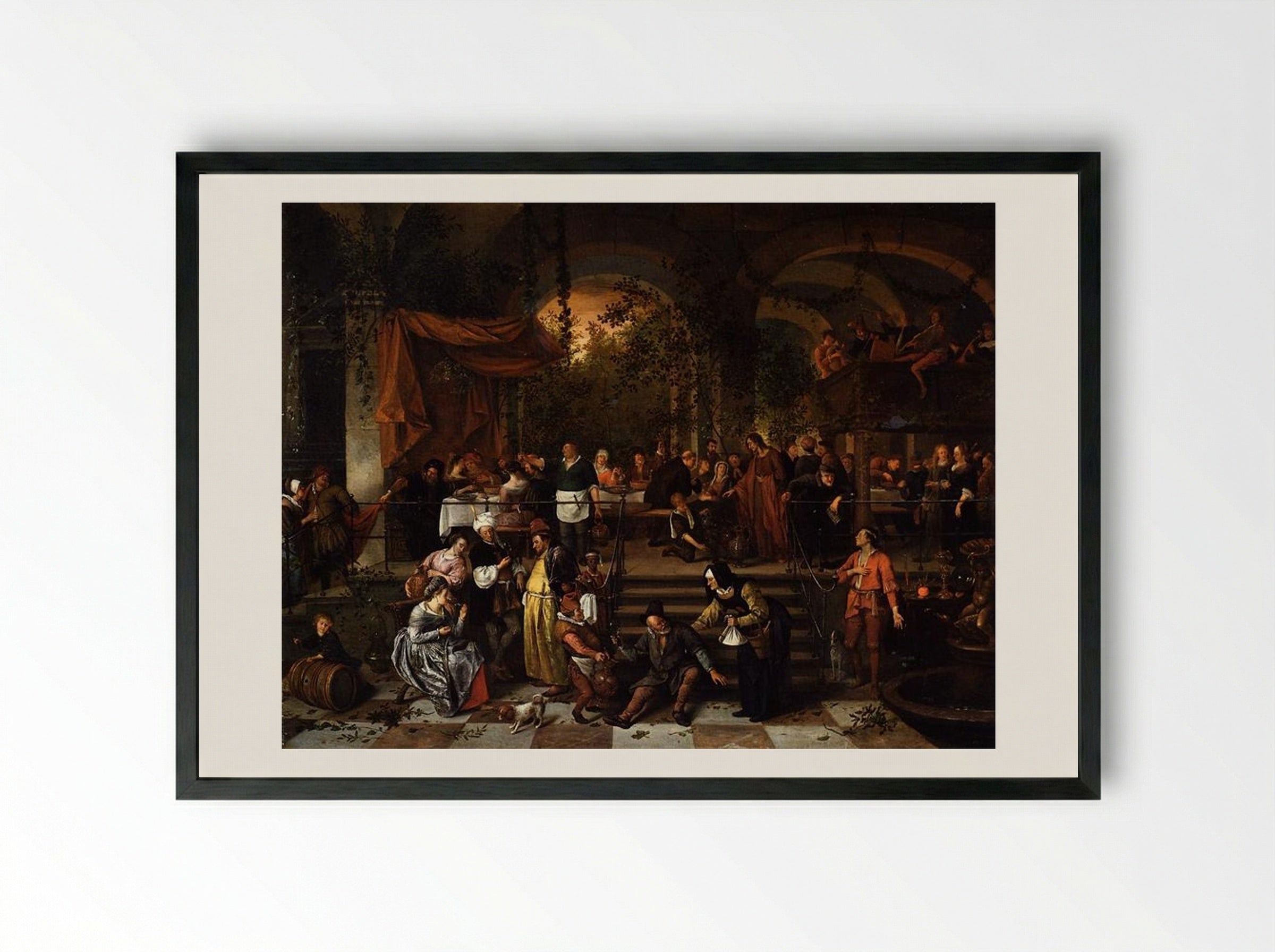 The Wedding Feast at Cana - Jan Steen - Framed Print Black