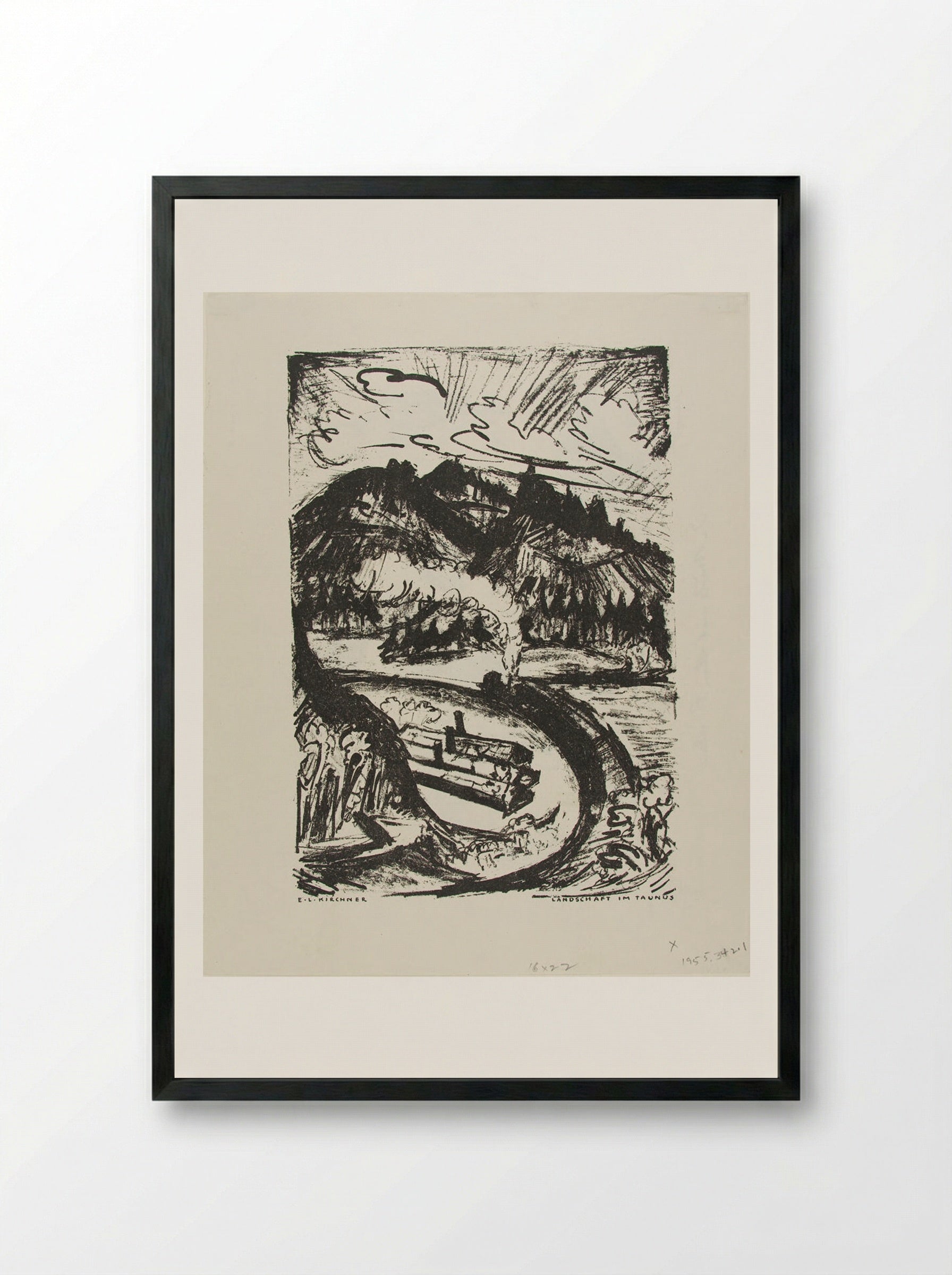 Taunus Landscape - Ernst Ludwig Kirchner - Framed Print Black
