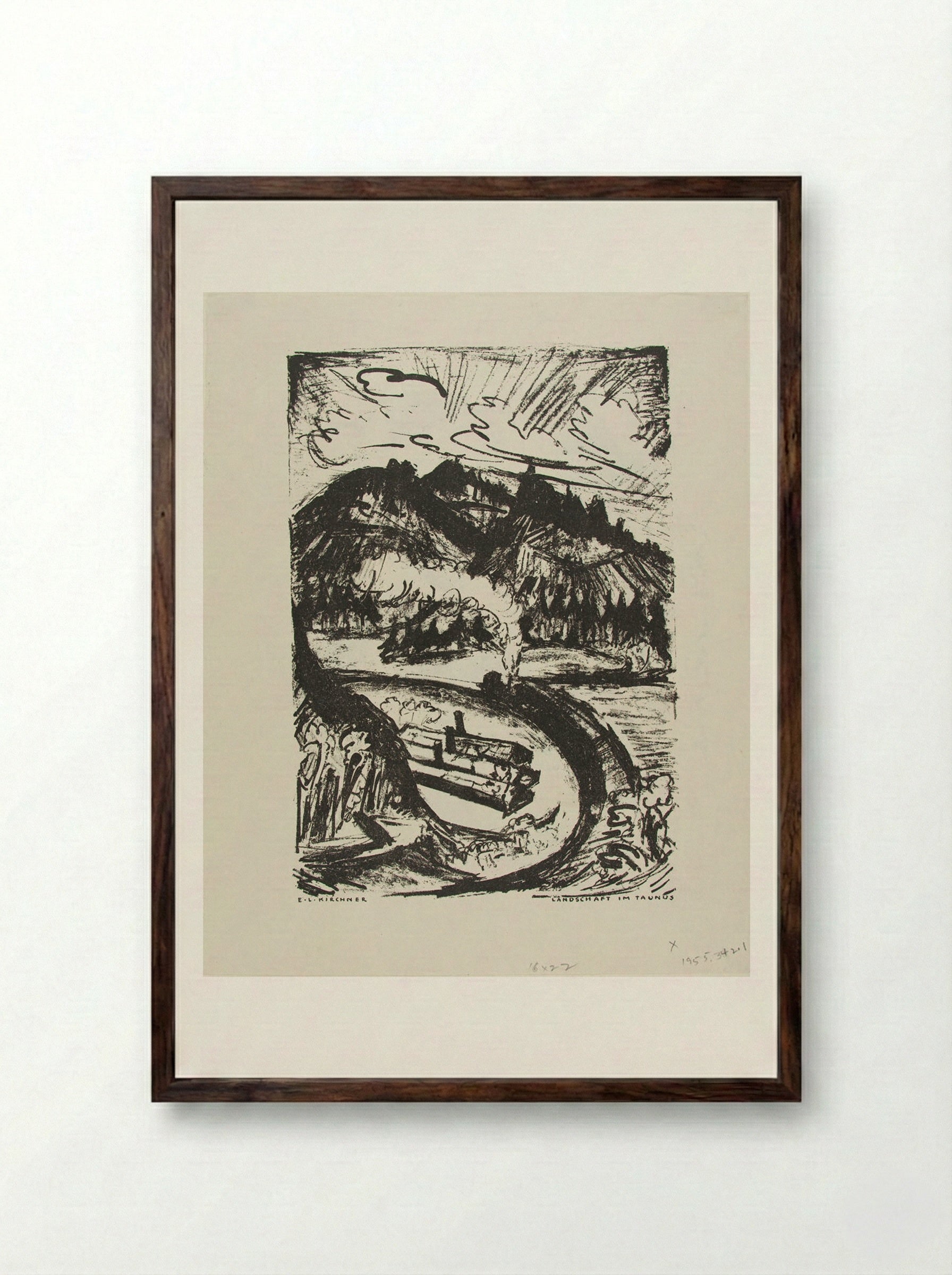 Taunus Landscape - Ernst Ludwig Kirchner - Framed Print Dark Wood