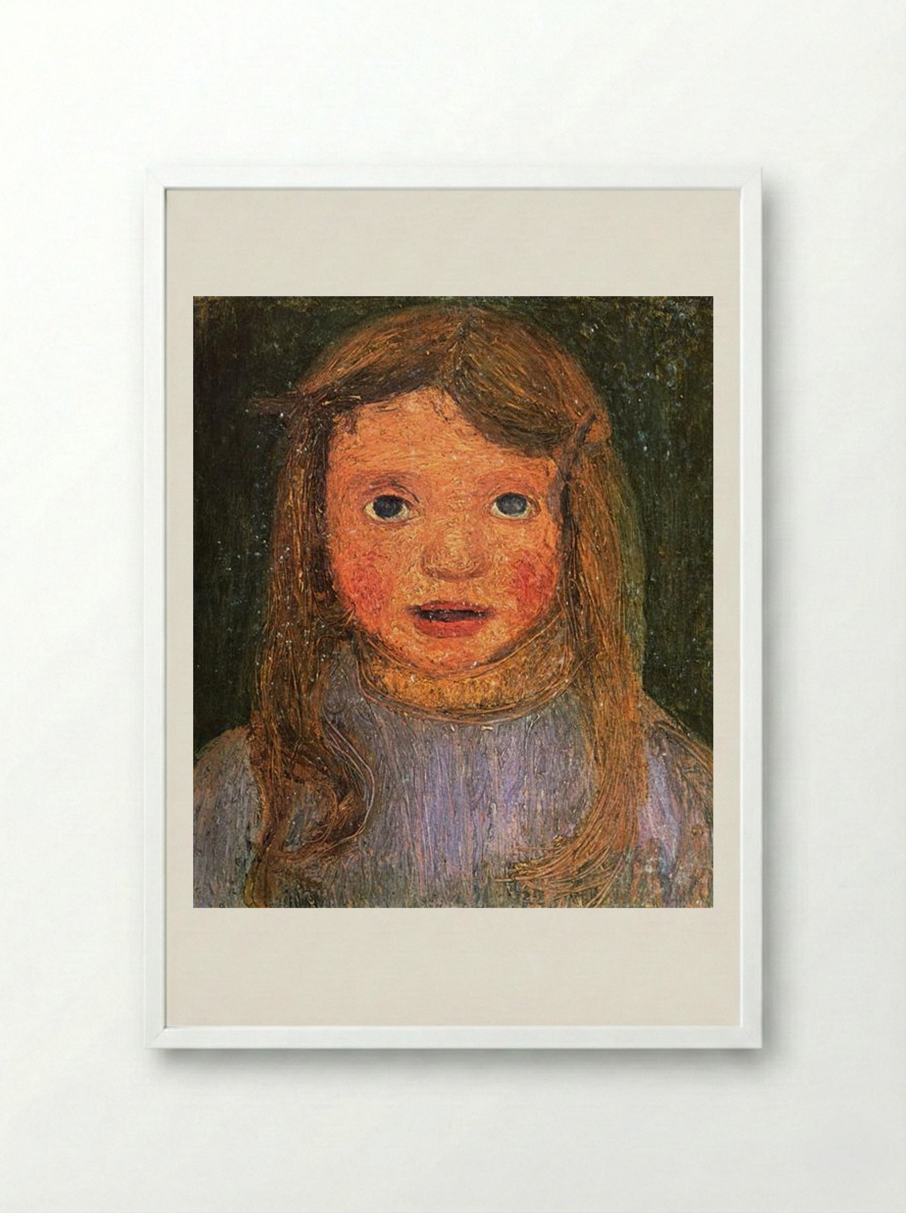 Head of a little girl (Elsbeth) - Paula Modersohn-Becker - Framed Print White