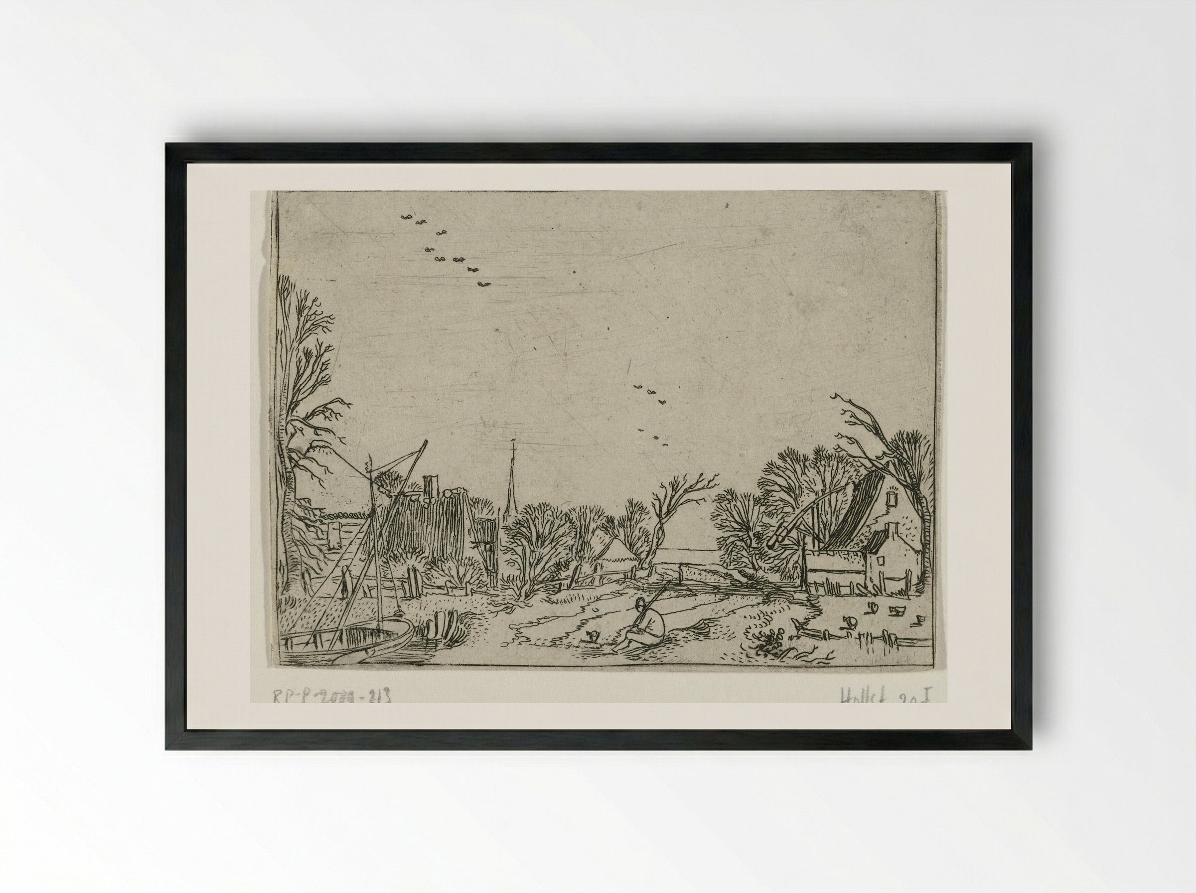 Het dorp (The Village) - Esaias van de Velde - Framed Print Black