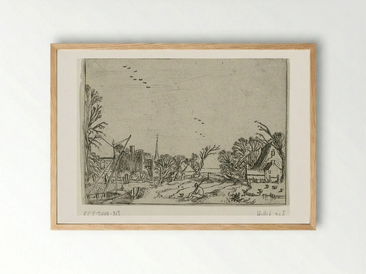 Het dorp (The Village) - Esaias van de Velde - Framed Print Wood