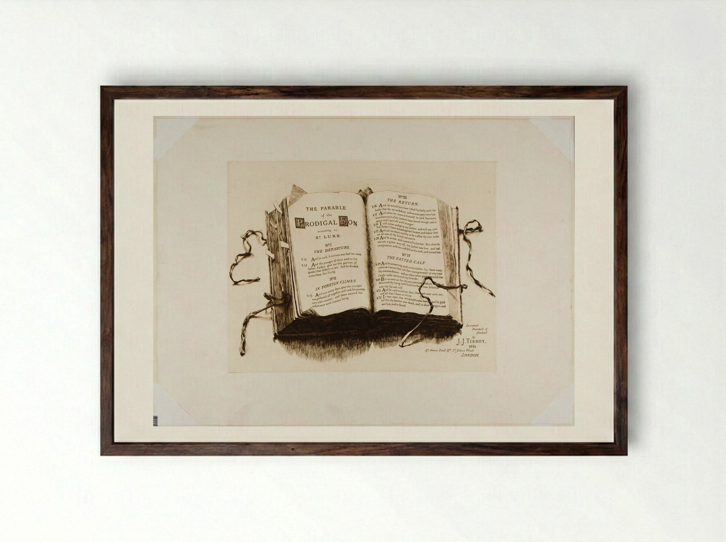 Titlepage from The Parable of the Prodigal Son - James Tissot - Framed Print Dark Wood