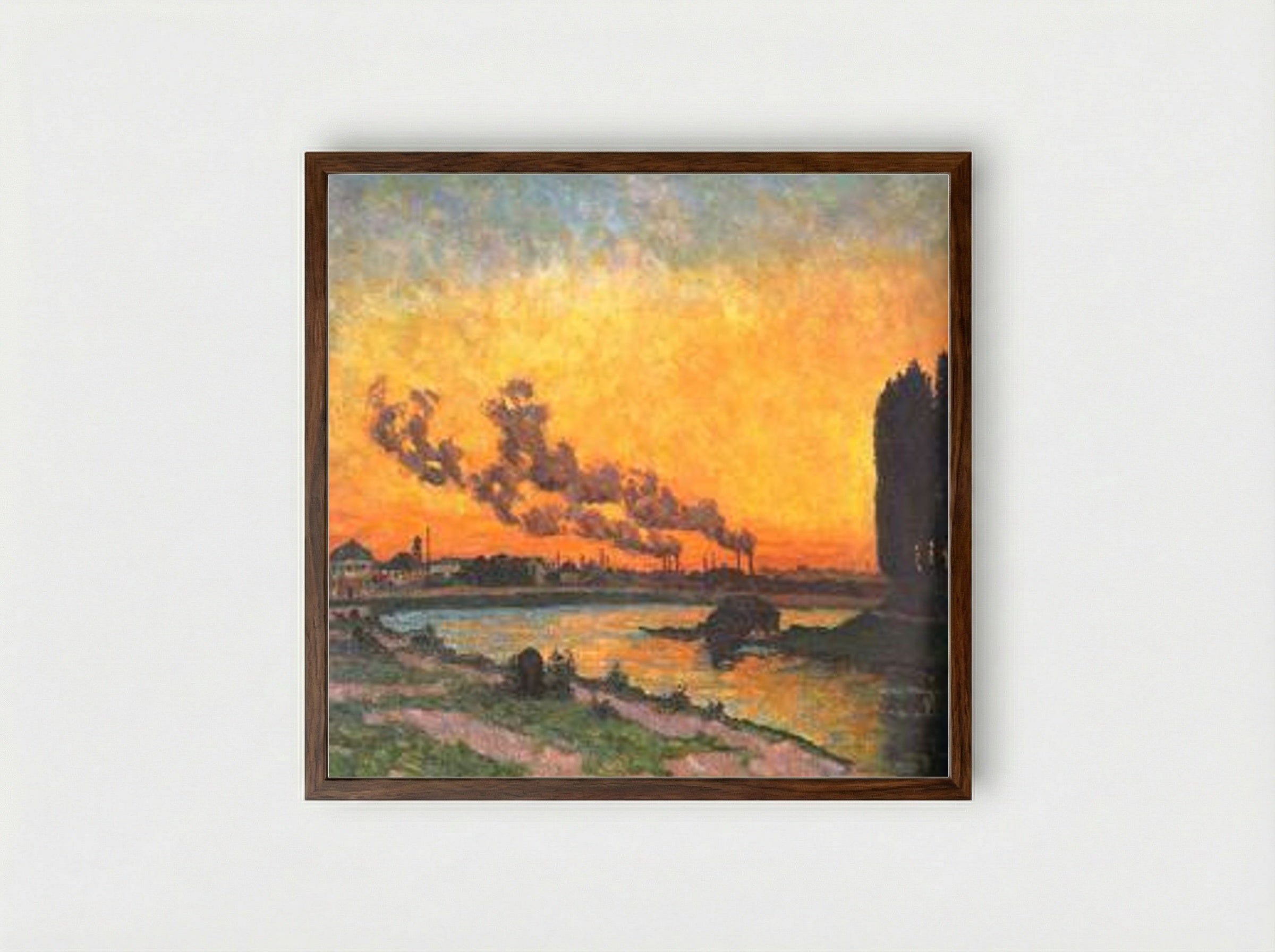 Sunset at Ivry (Soleil couchant à Ivry) - Armand Guillaumin - Framed Print Dark Wood