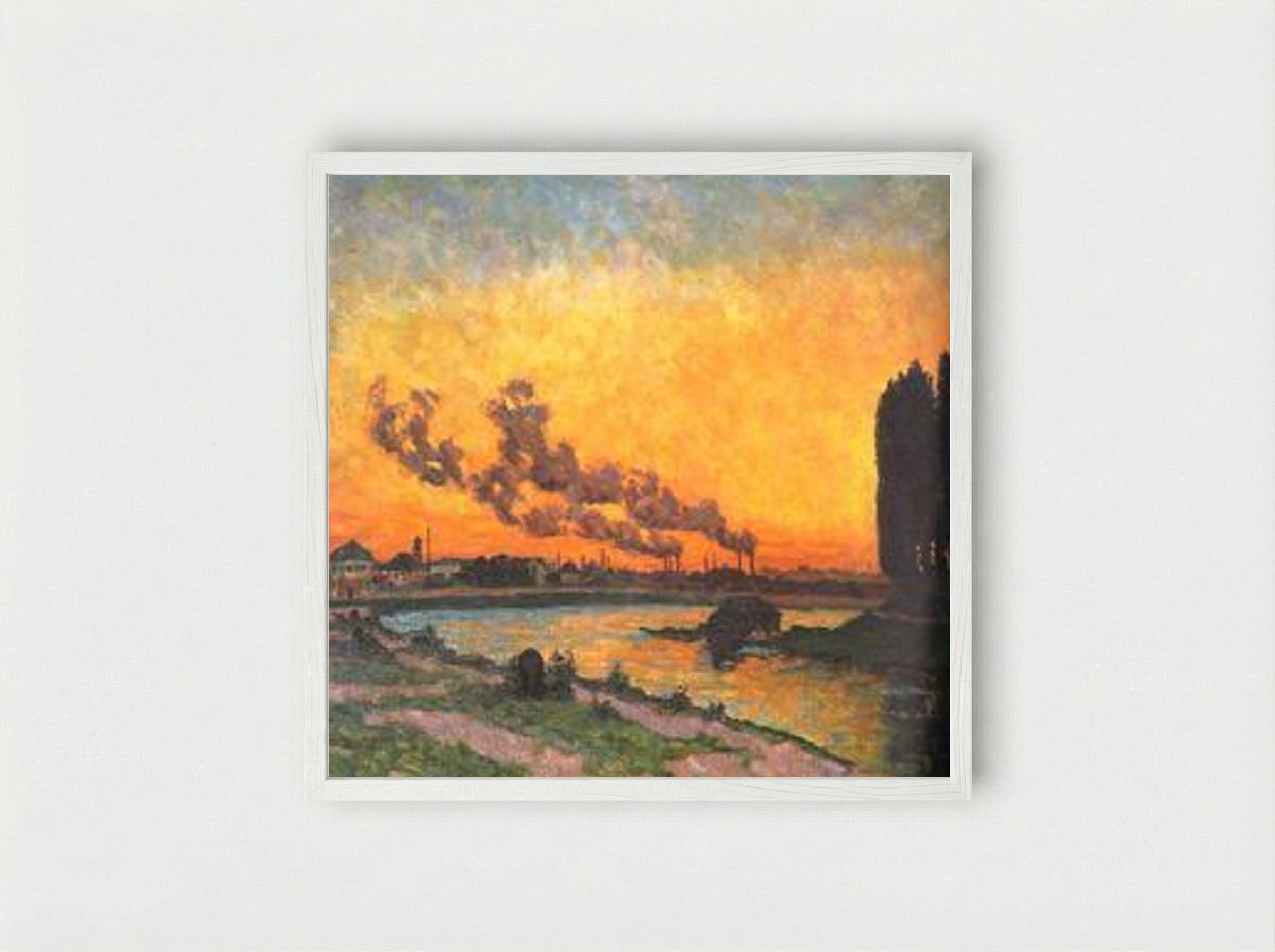 Sunset at Ivry (Soleil couchant à Ivry) - Armand Guillaumin - Framed Print White