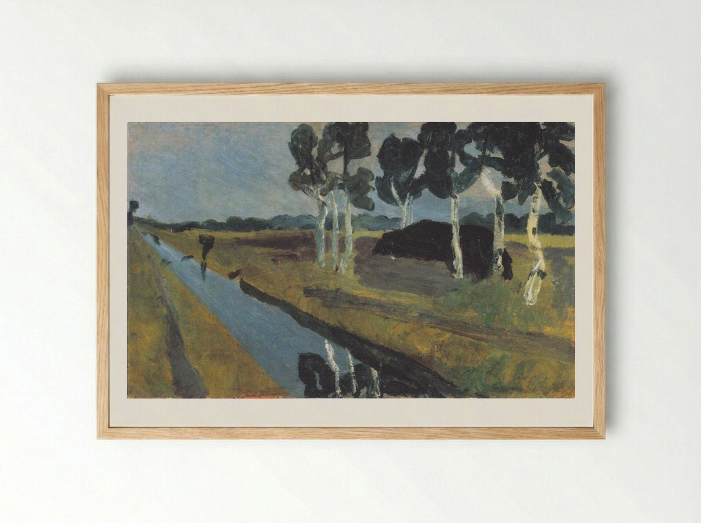 Gray landscape with marsh channel - Paula Modersohn-Becker - Framed Print Wood