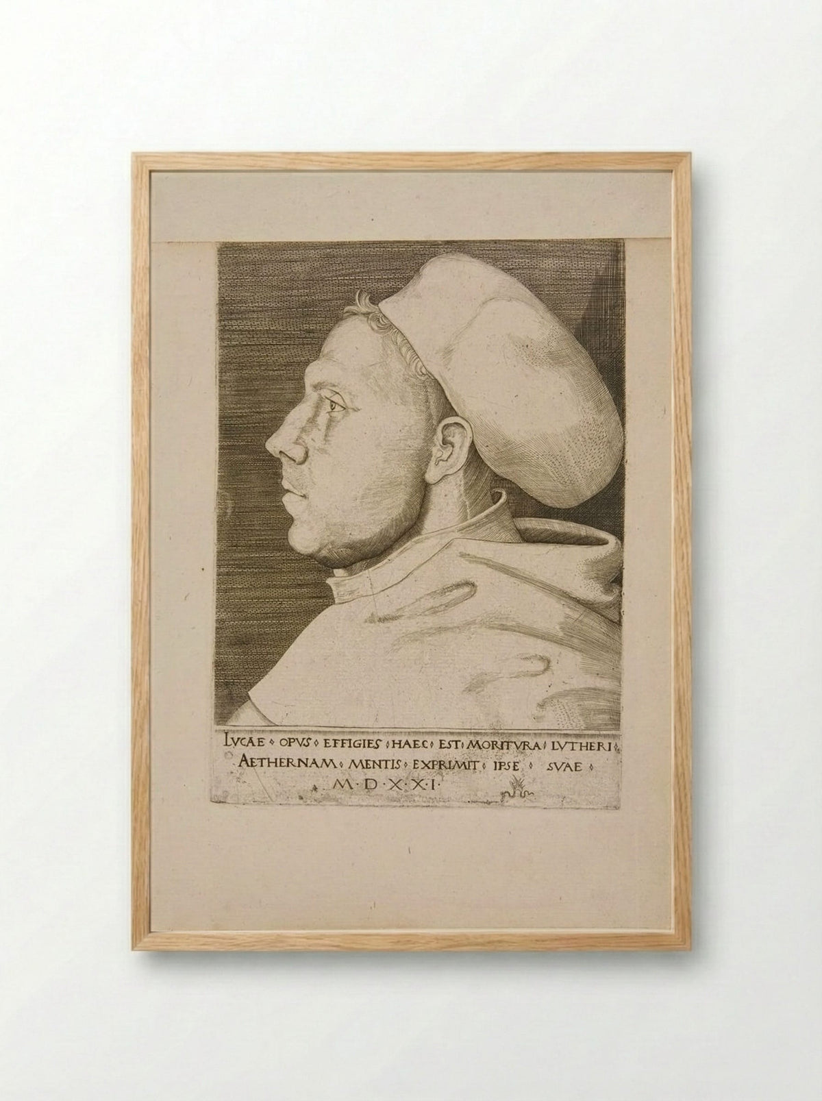 Martin Luther as an Augustinian Friar, with Cap - Lucas Cranach the Elder - Framed Print Wood