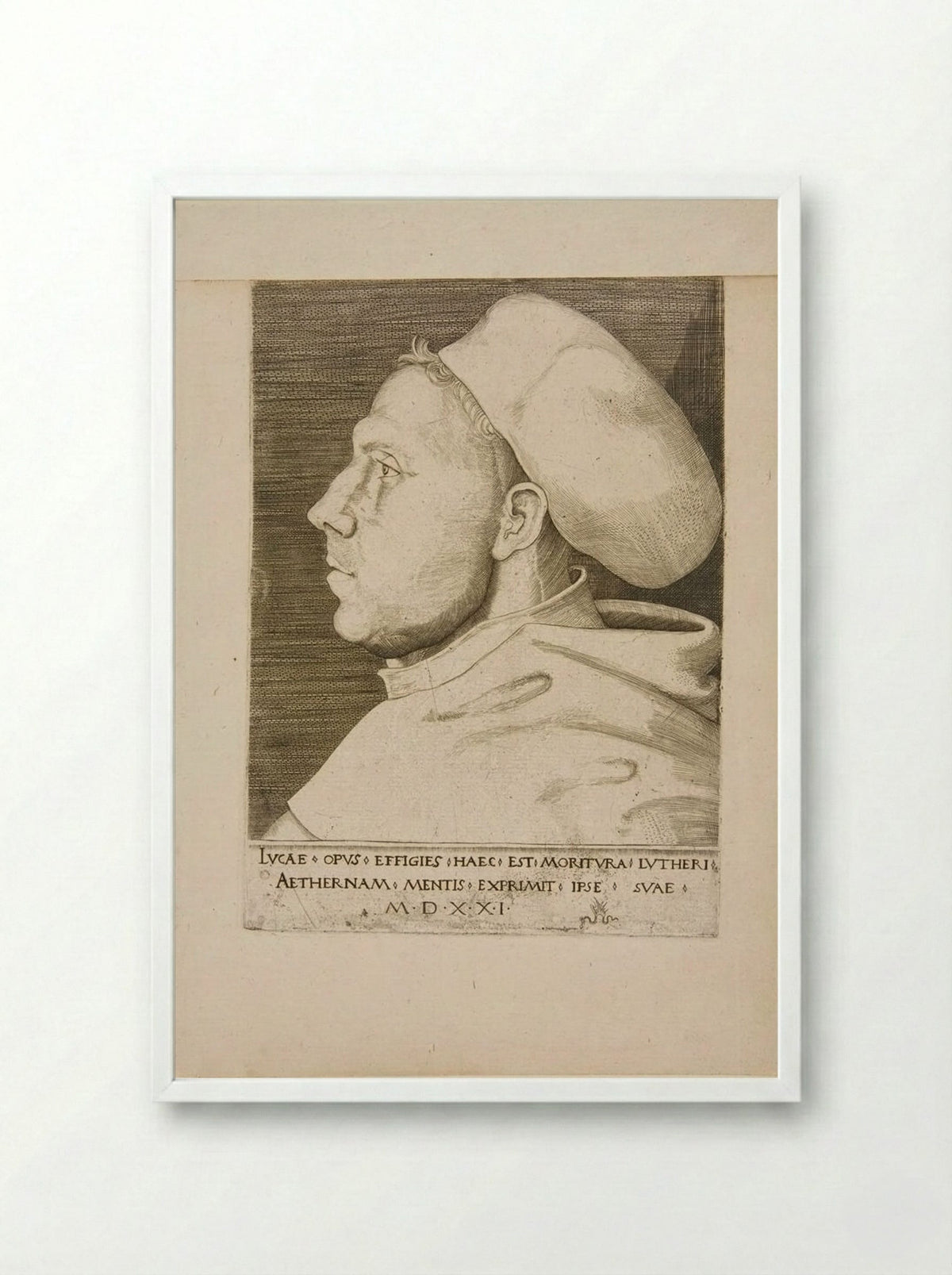 Martin Luther as an Augustinian Friar, with Cap - Lucas Cranach the Elder - Framed Print White