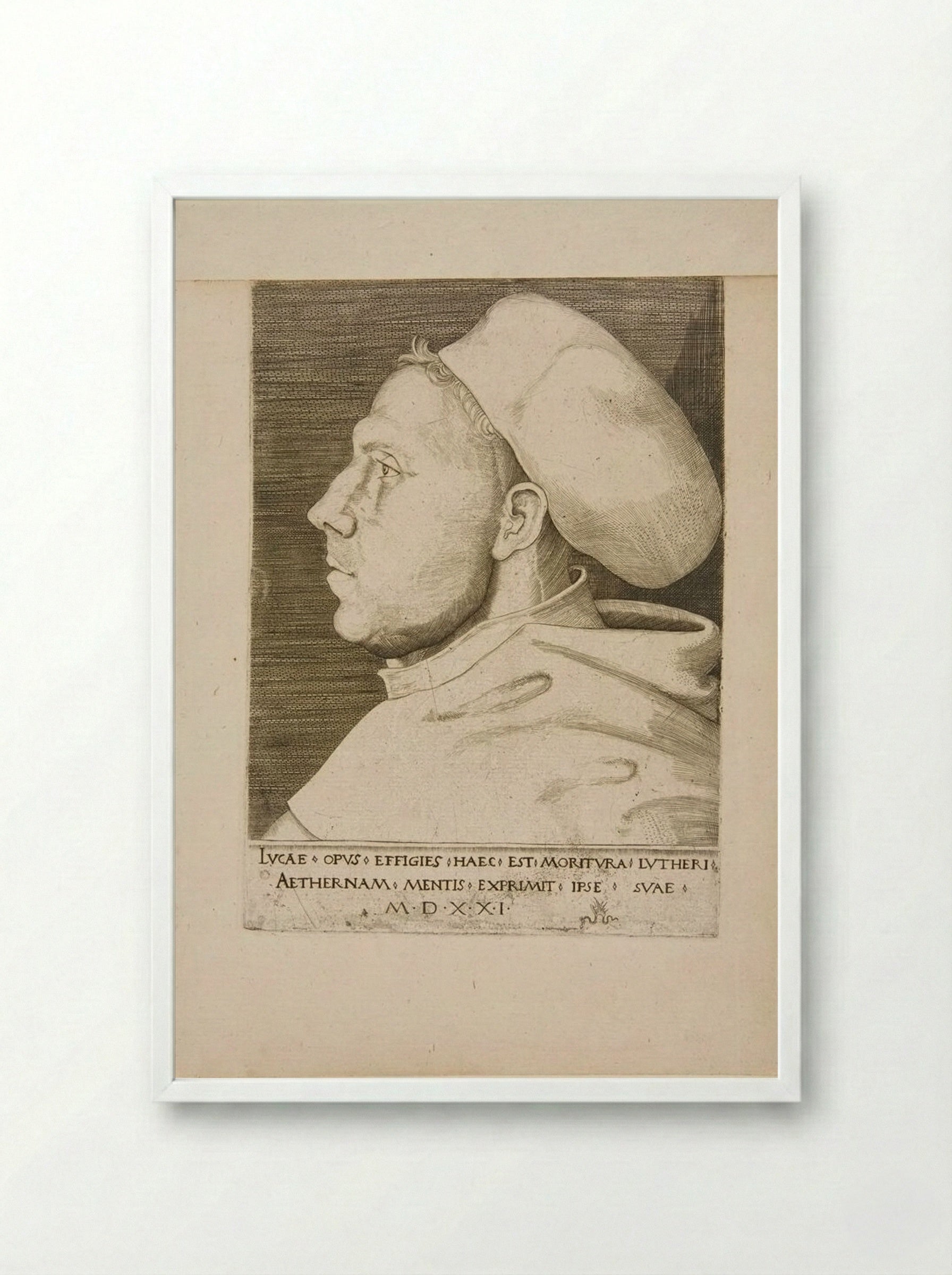 Martin Luther as an Augustinian Friar, with Cap - Lucas Cranach the Elder - Framed Print White