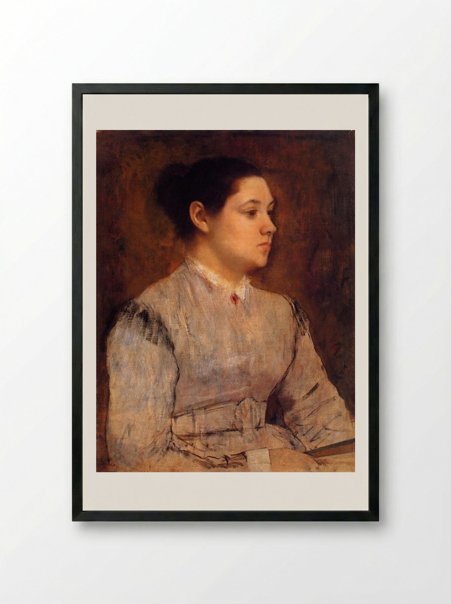 Portrait of a Young Woman - Edgar Degas - Framed Print Black
