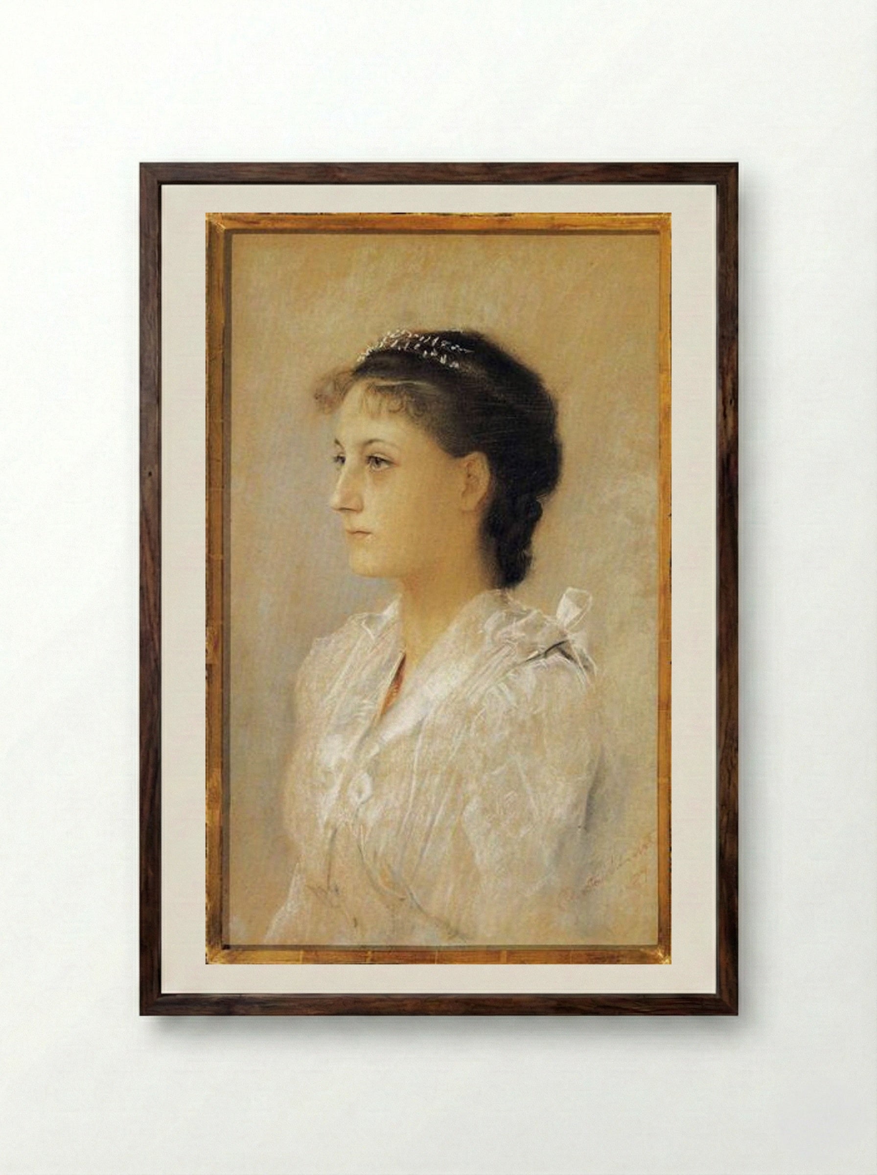 Emilie Flöge, Aged 17 - Gustav Klimt - Framed Print Dark Wood
