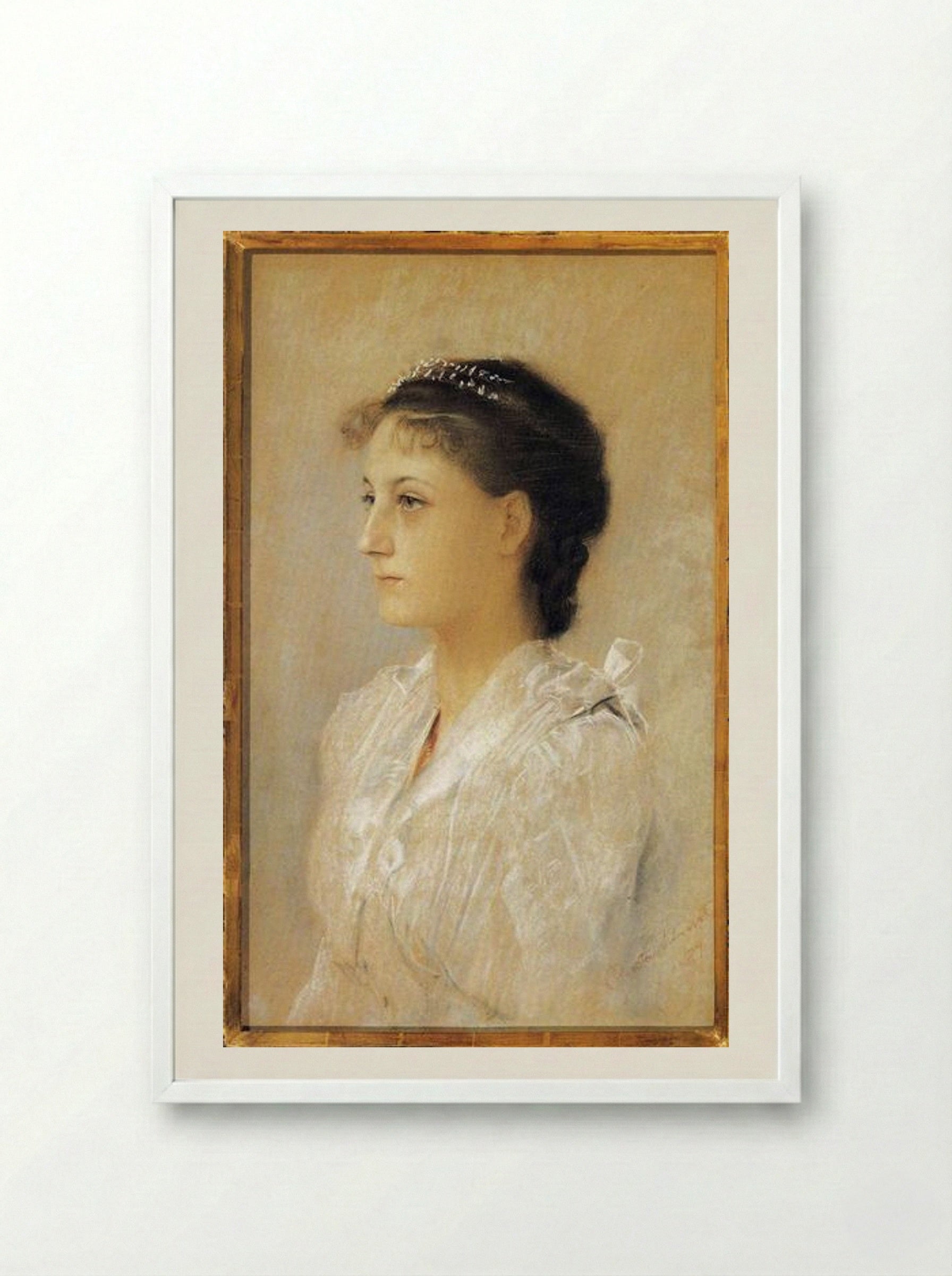 Emilie Flöge, Aged 17 - Gustav Klimt - Framed Print White