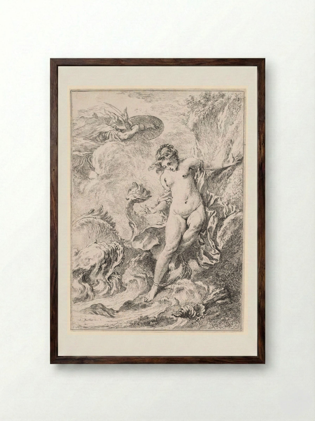 Andromeda (Andromède) - François Boucher - Framed Print Dark Wood