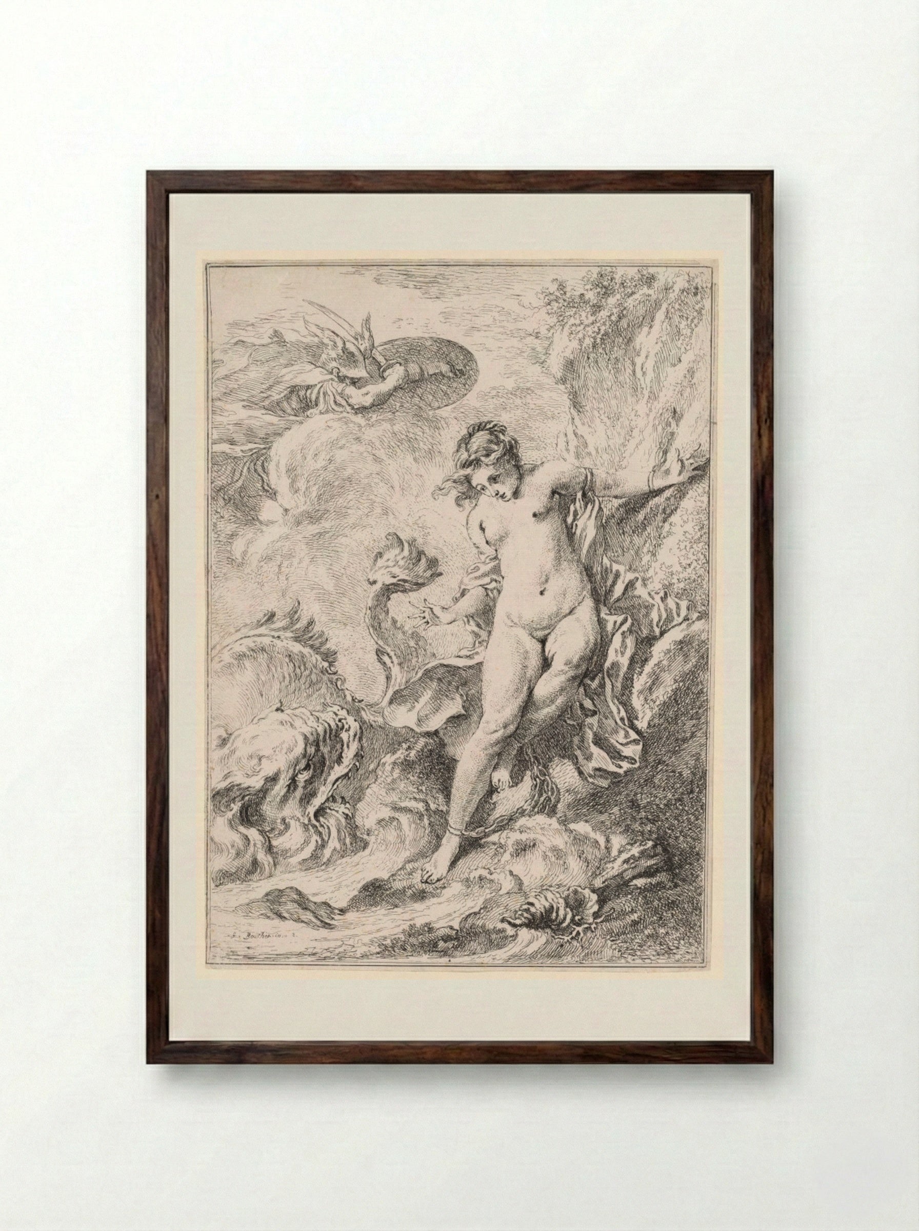Andromeda (Andromède) - François Boucher - Framed Print Dark Wood