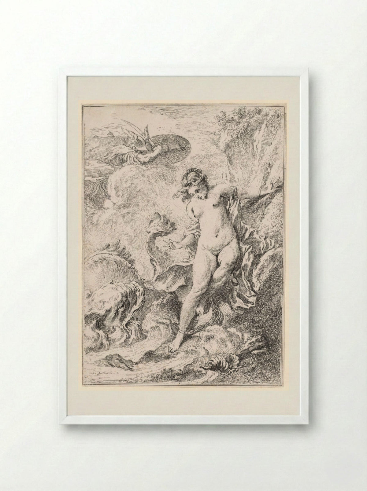 Andromeda (Andromède) - François Boucher - Framed Print White