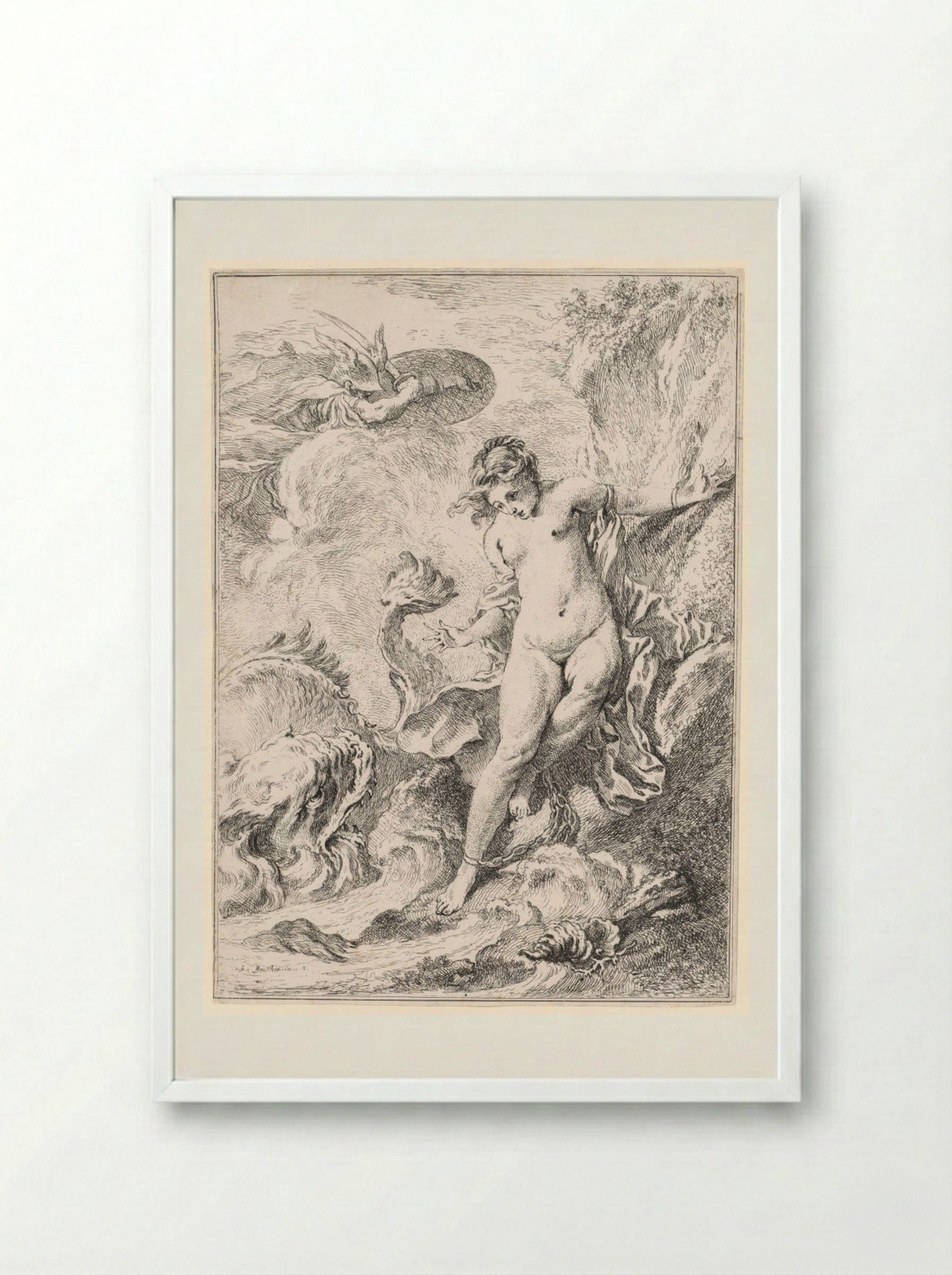 Andromeda (Andromède) - François Boucher - Framed Print White