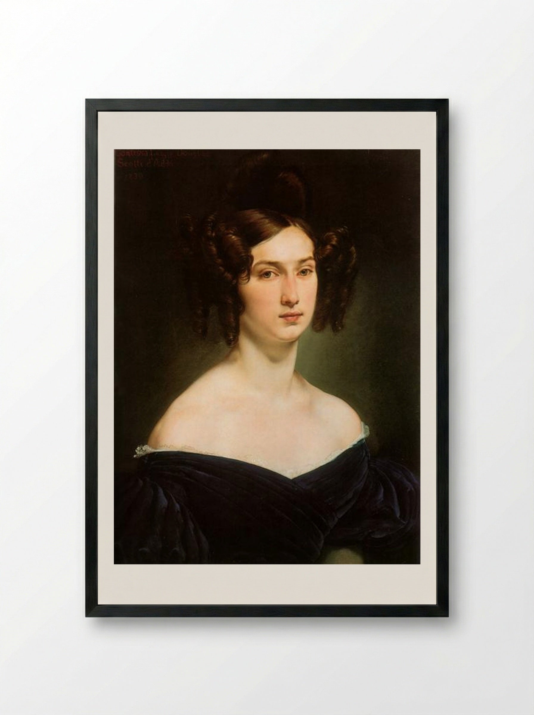 Portrait of Countess Luigia Douglas Scotti d'Adda - Francesco Hayez - Framed Print Black