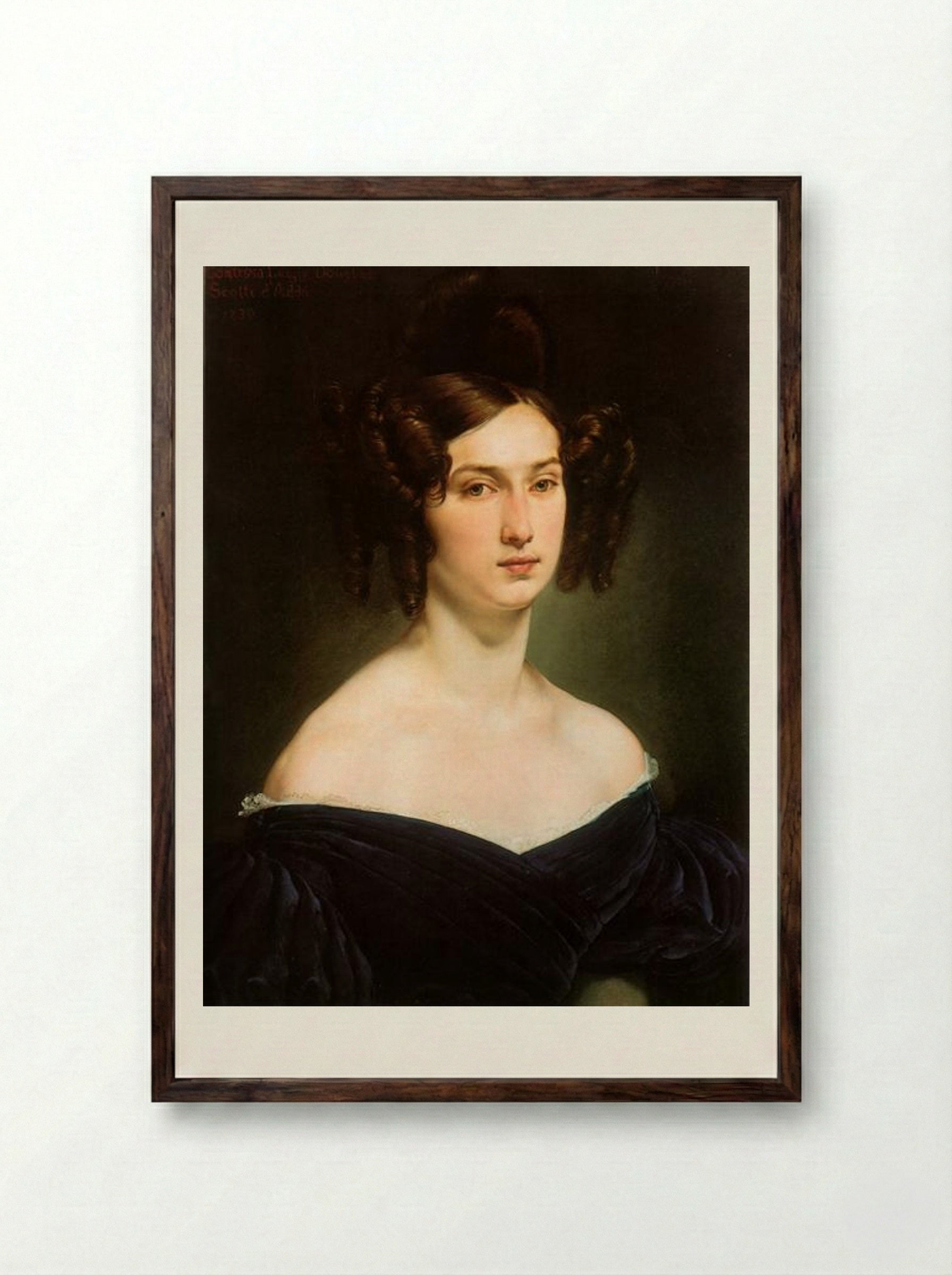 Portrait of Countess Luigia Douglas Scotti d'Adda - Francesco Hayez - Framed Print Dark Wood