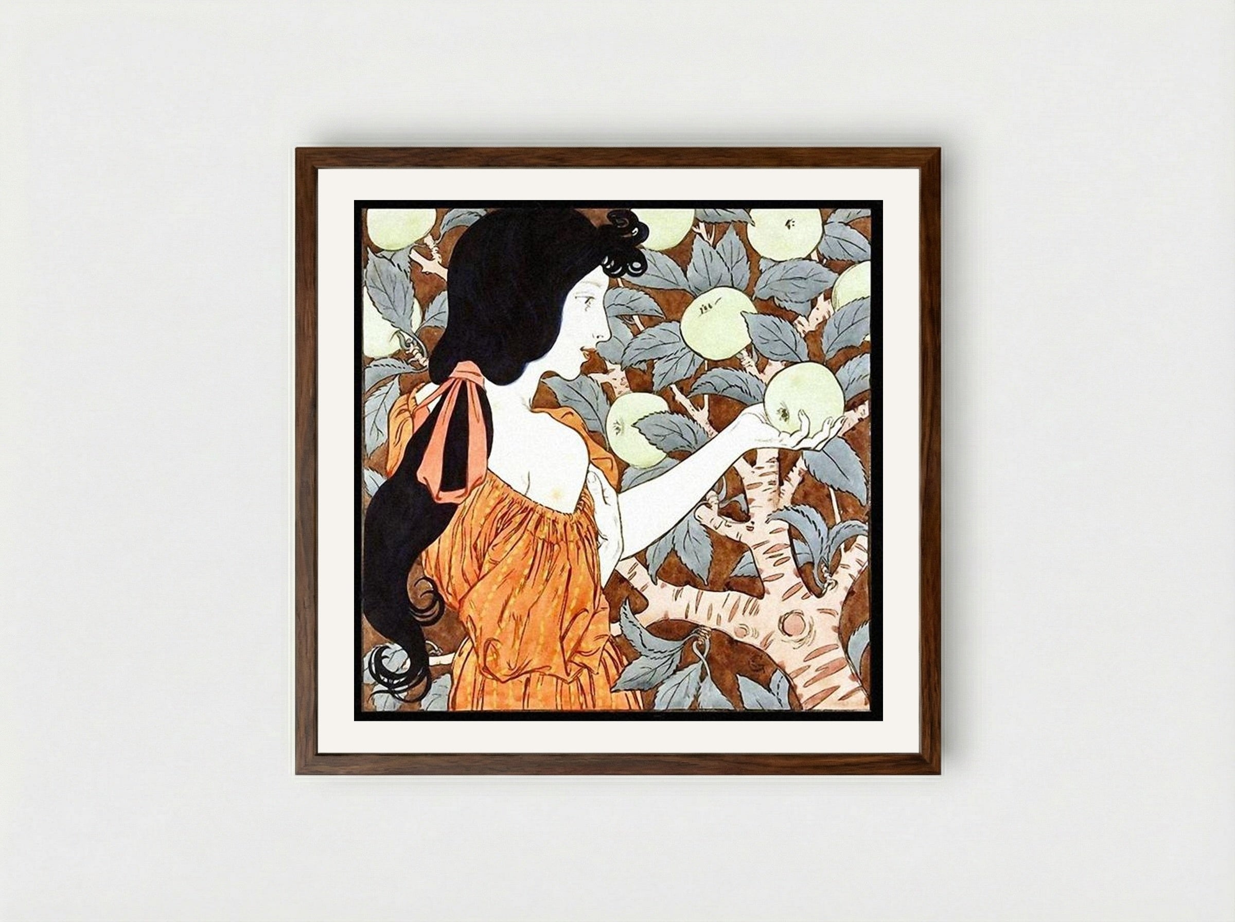 Tentation - Eugène Grasset - Framed Print Dark Wood