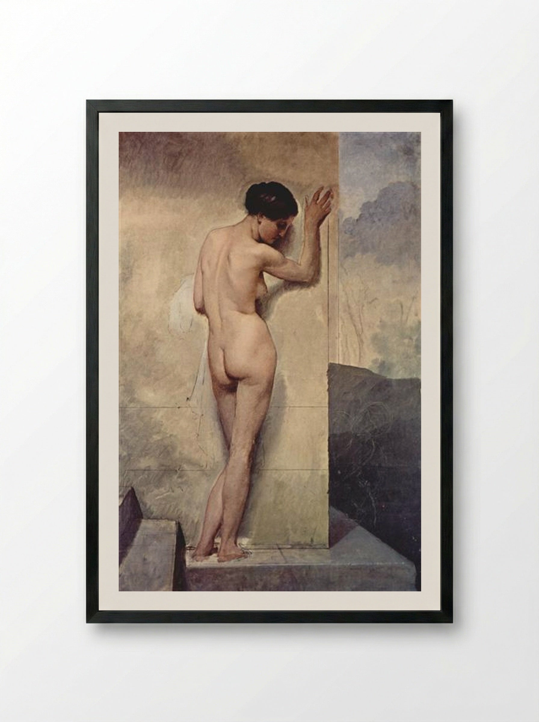 Female Nude (Study) - Francesco Hayez - Framed Print Black