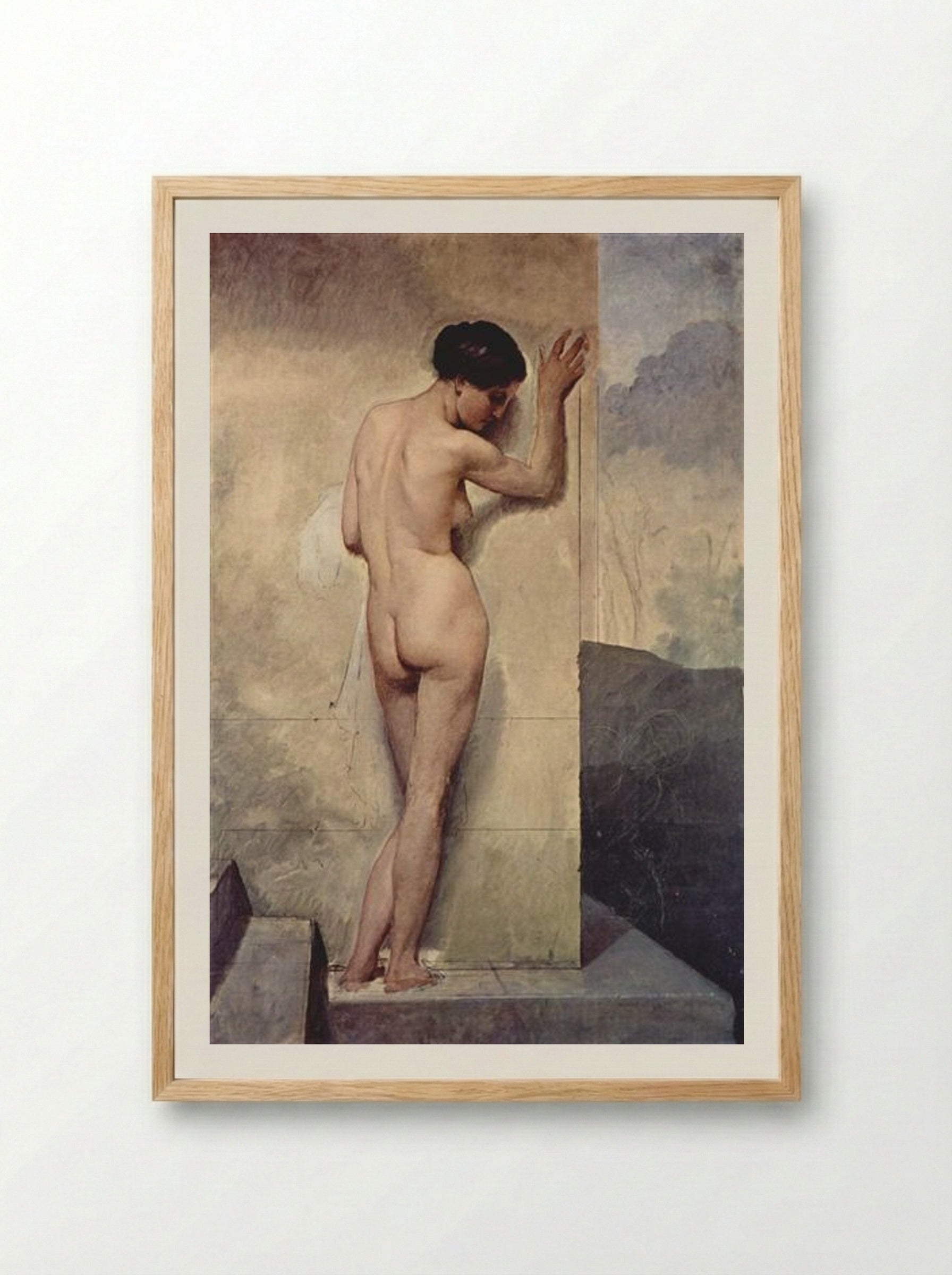 Female Nude (Study) - Francesco Hayez - Framed Print Wood