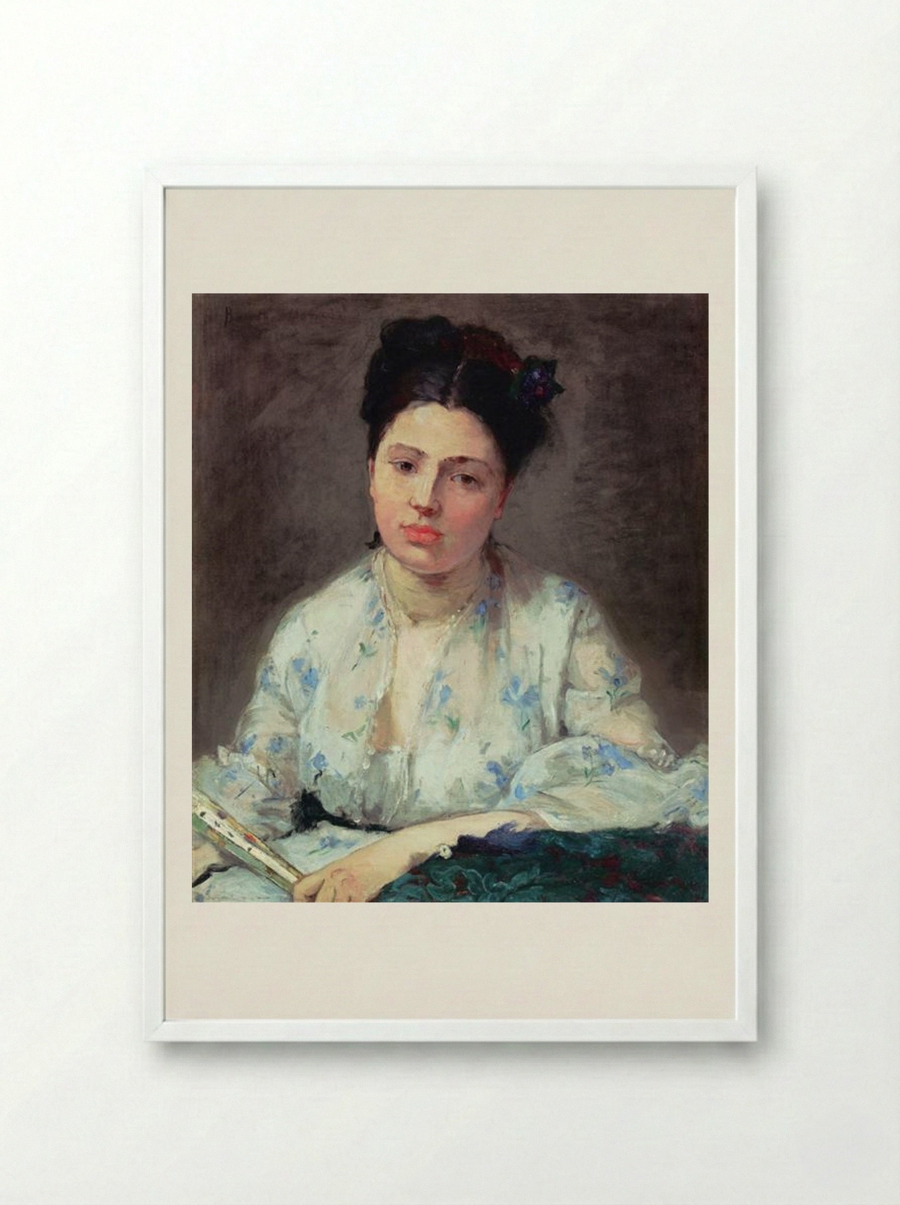 Young Woman Leaning - Berthe Morisot - Framed Print White