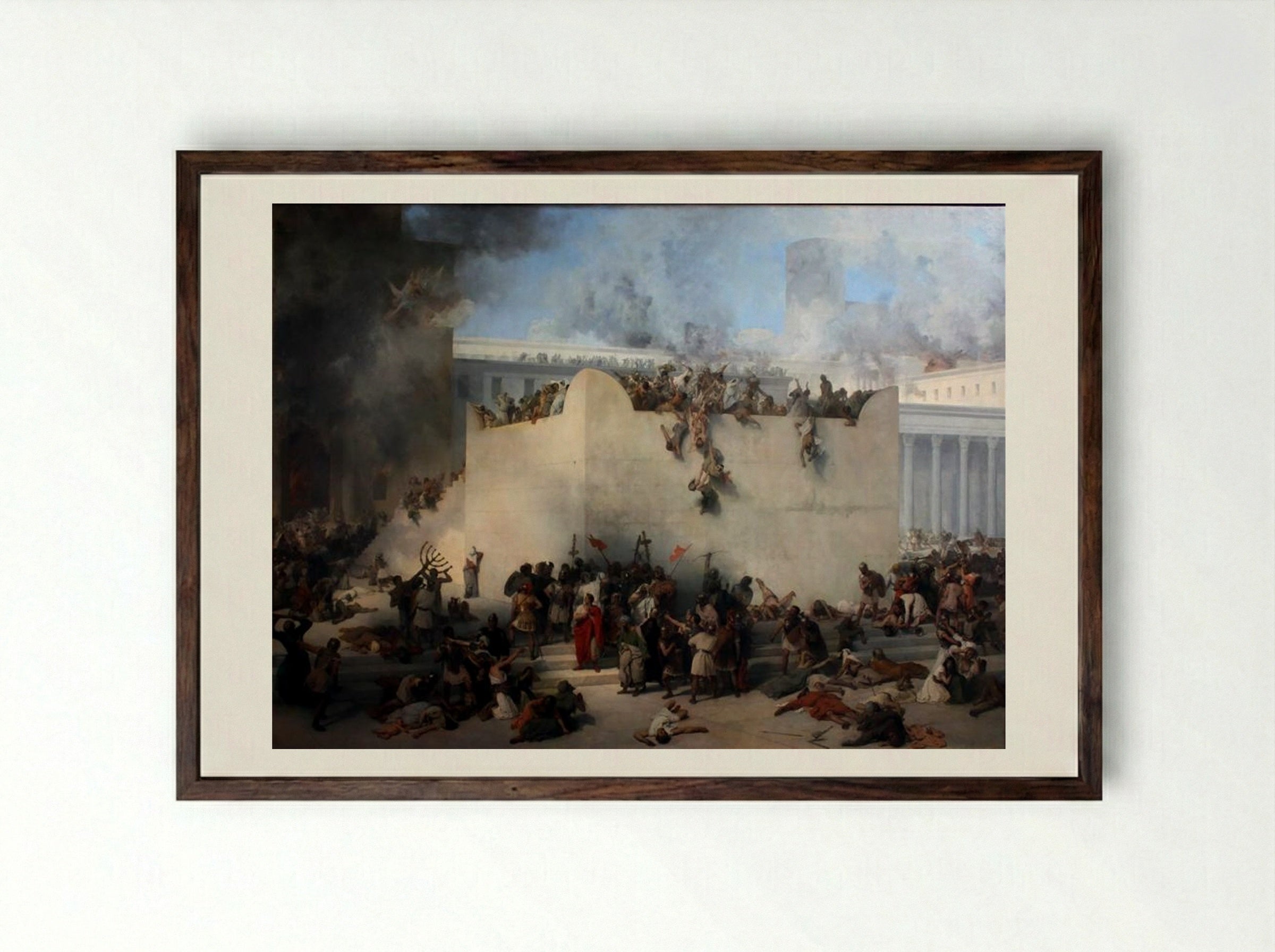 Destruction of the Temple of Jerusalem - Francesco Hayez - Framed Print Dark Wood