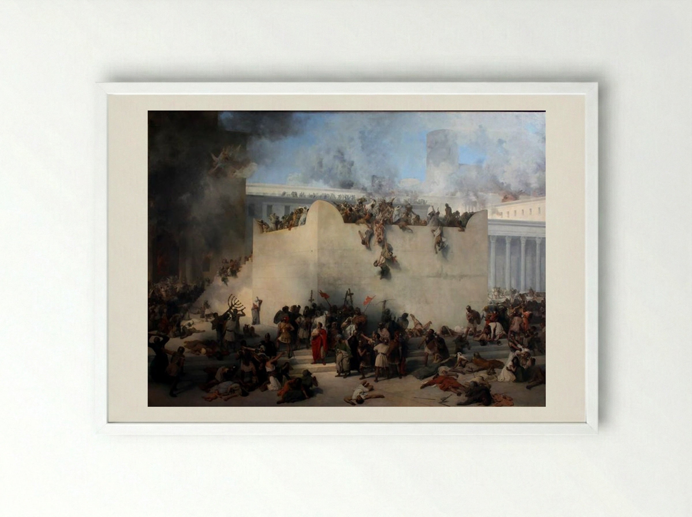 Destruction of the Temple of Jerusalem - Francesco Hayez - Framed Print White