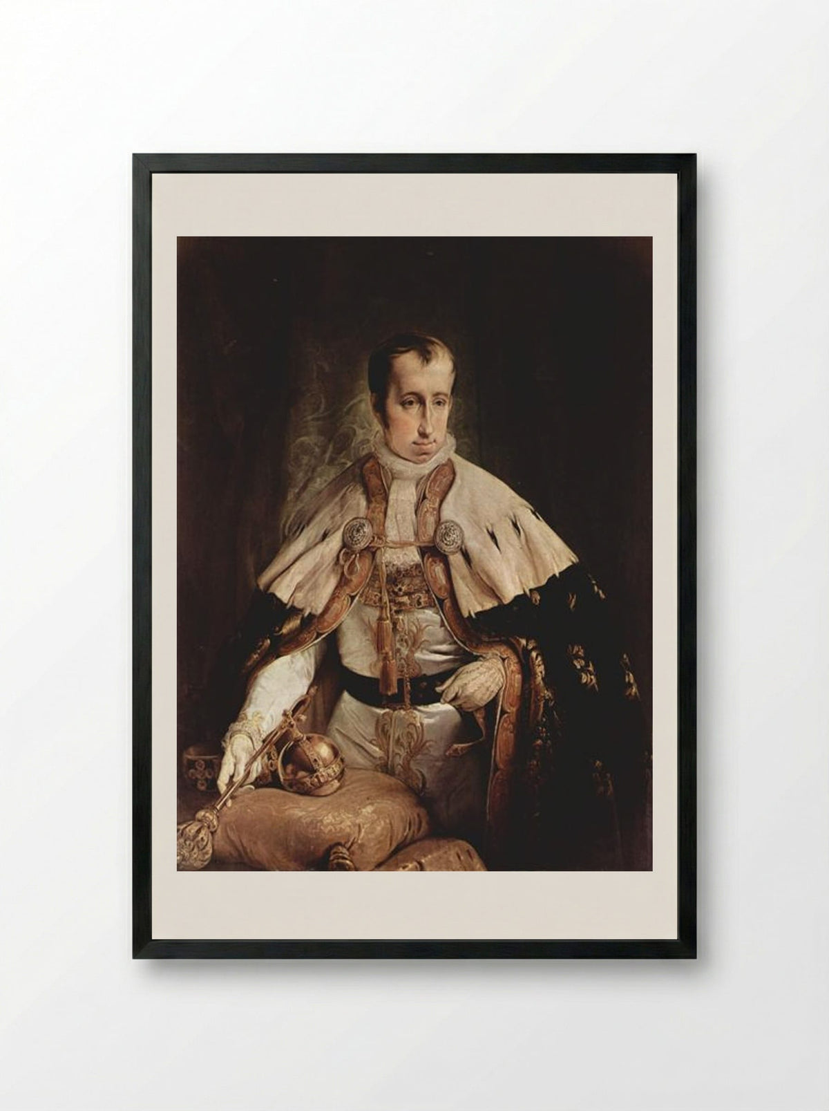 Portrait of Ferdinand I of Austria - Francesco Hayez - Framed Print Black
