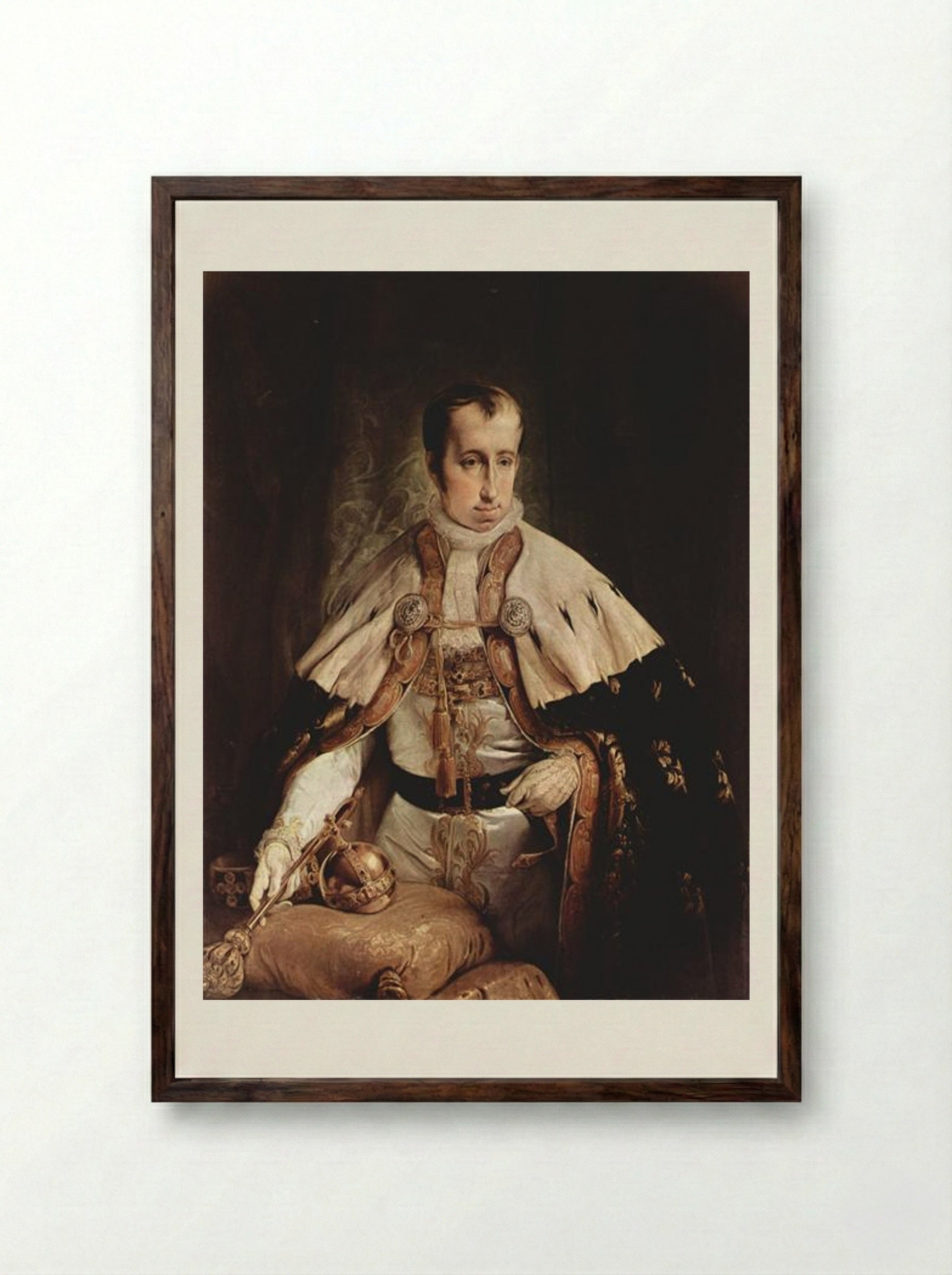 Portrait of Ferdinand I of Austria - Francesco Hayez - Framed Print Dark Wood