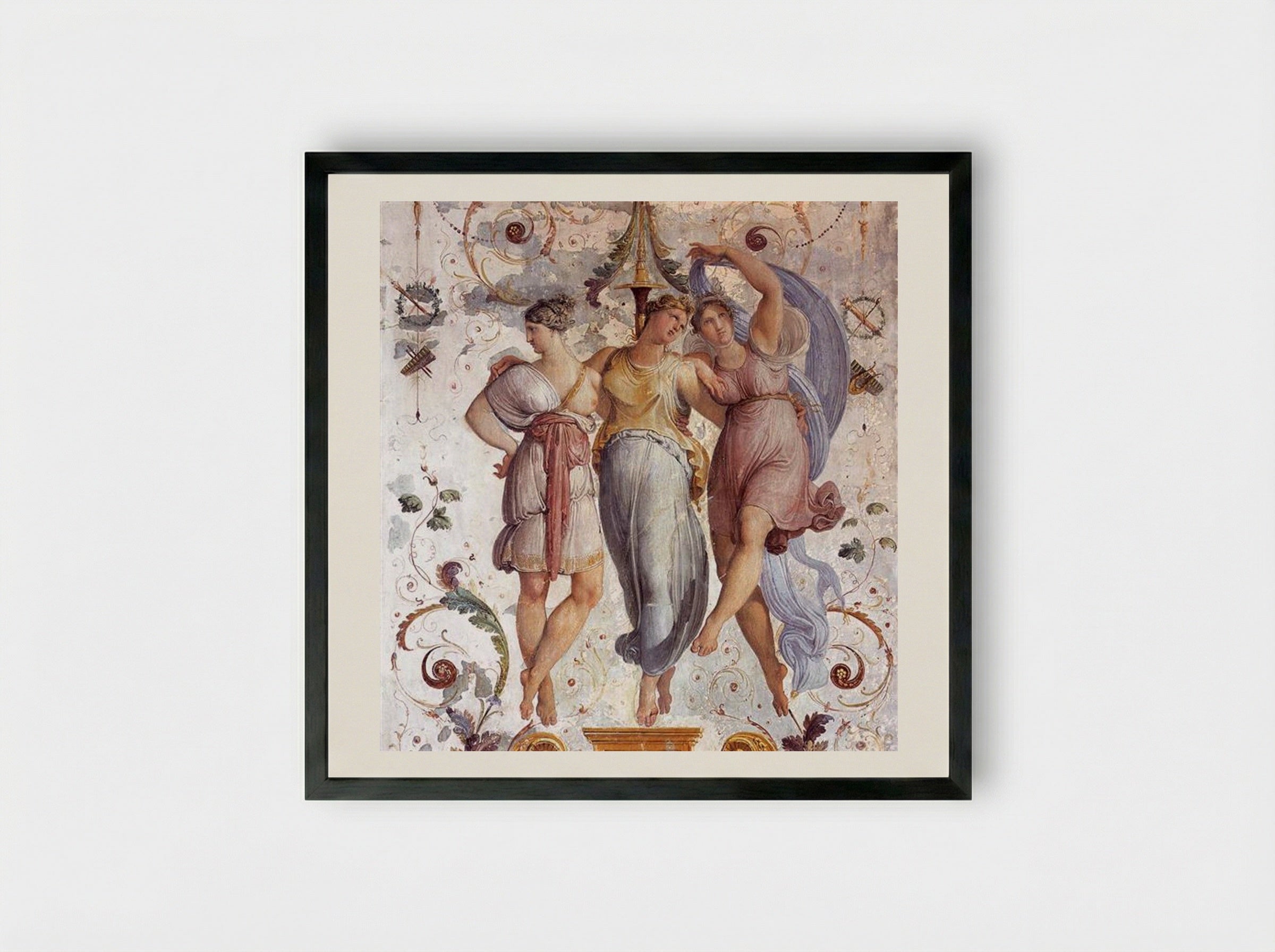 The Three Graces - Francesco Hayez - Framed Print Black