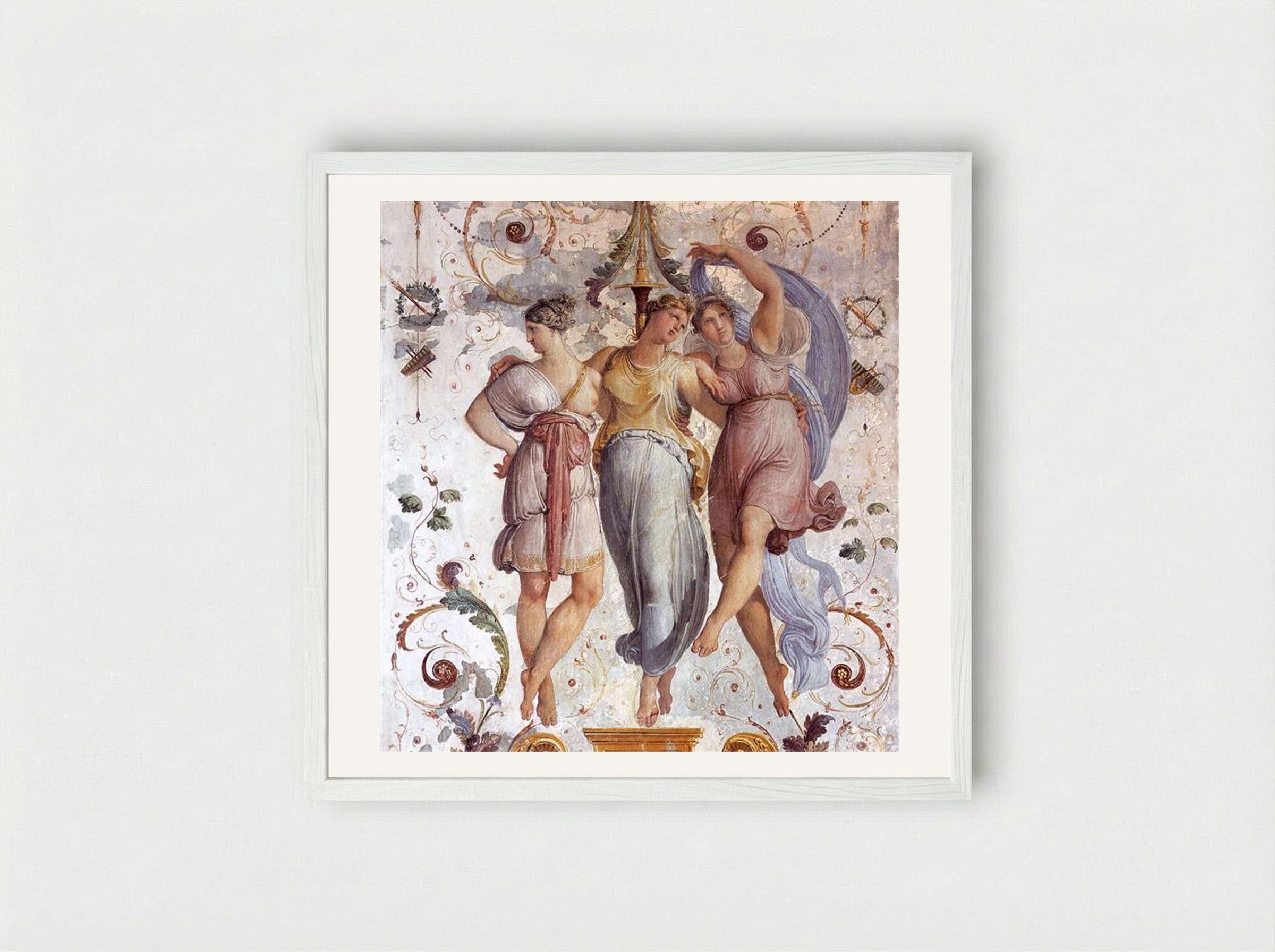 The Three Graces - Francesco Hayez - Framed Print White