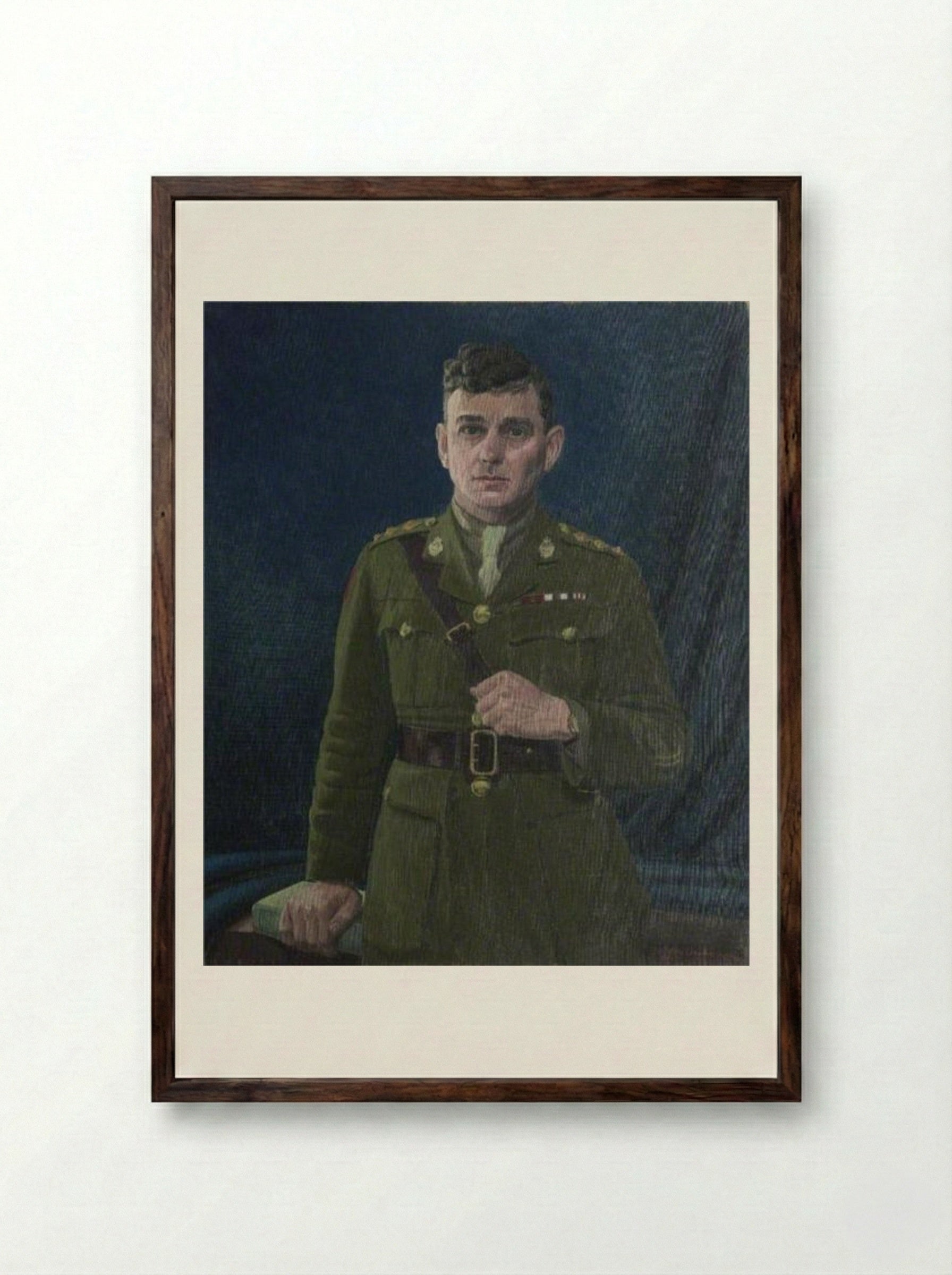 Captain George Burdon McKean, VC, MC - Leon Underwood - Framed Print Dark Wood