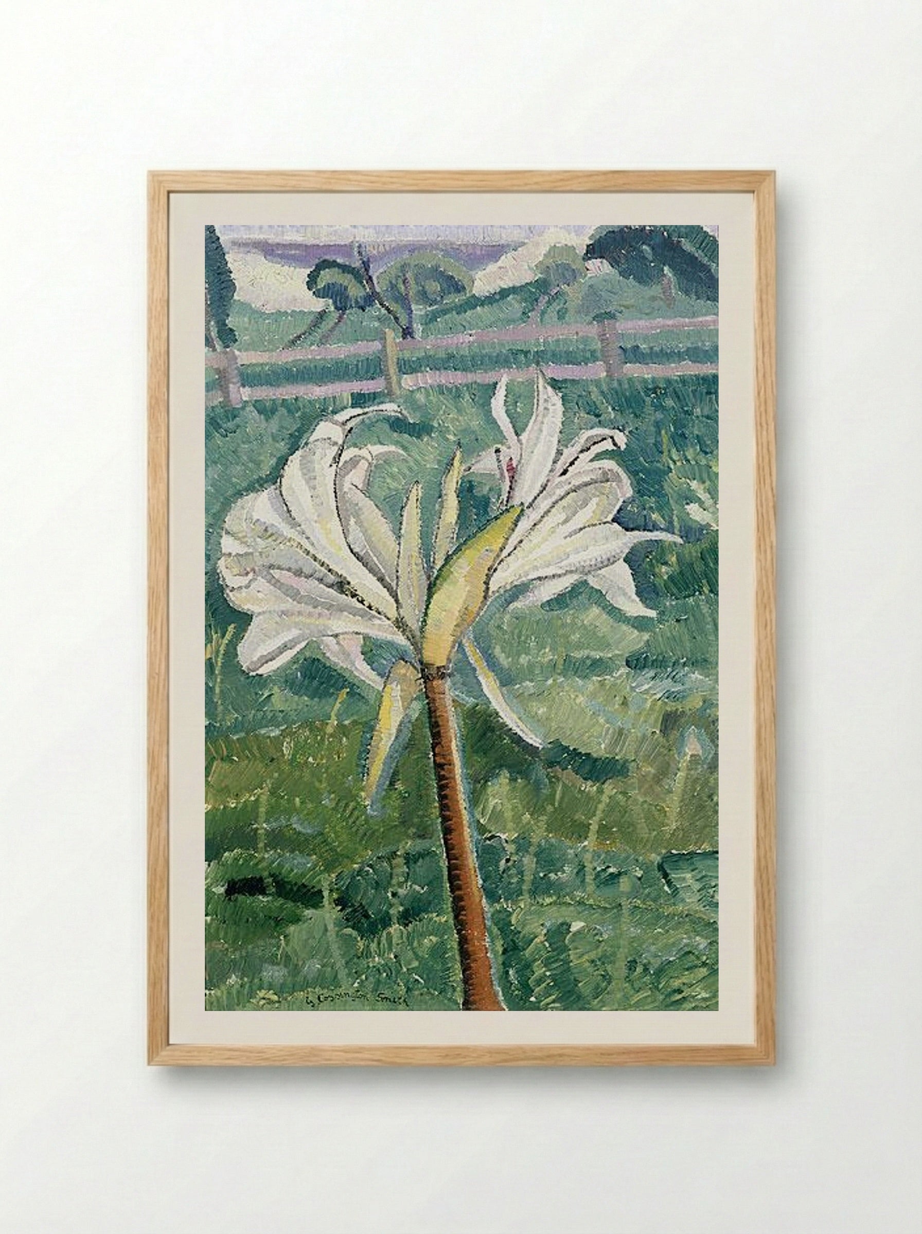 Lily growing in a field by the sea - Grace Cossington Smith - Framed Print Wood