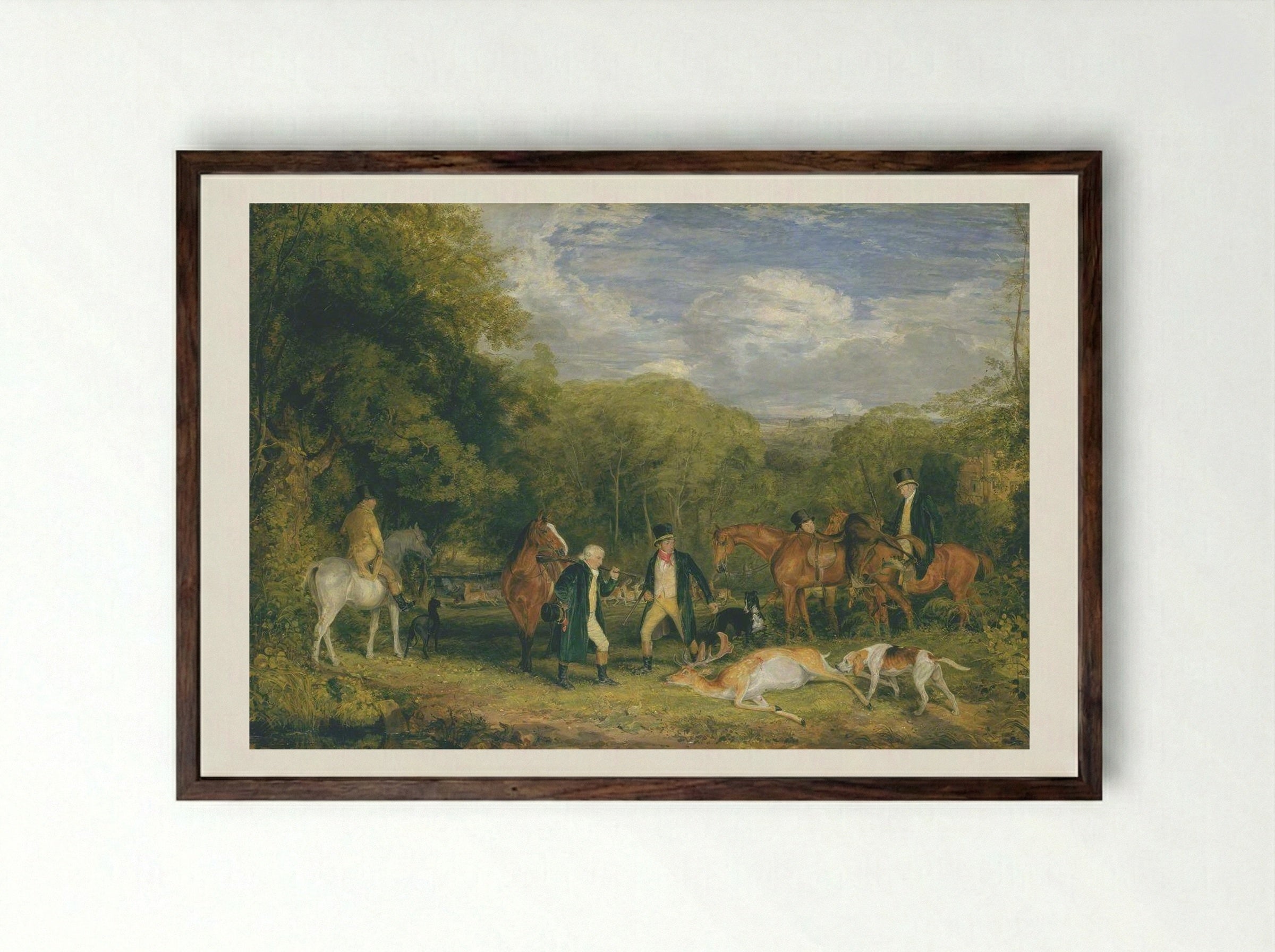 Buck Shooting - John Frederick Lewis - Framed Print Dark Wood