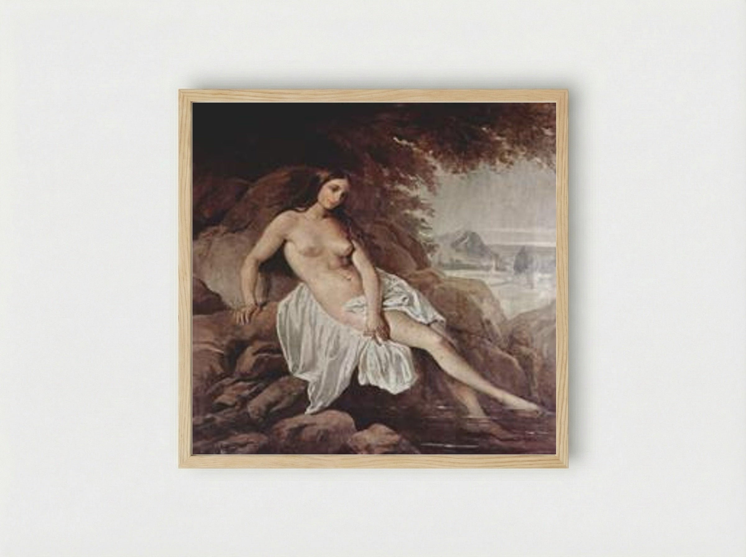 Badende (The Bather) - Francesco Hayez - Framed Print Wood