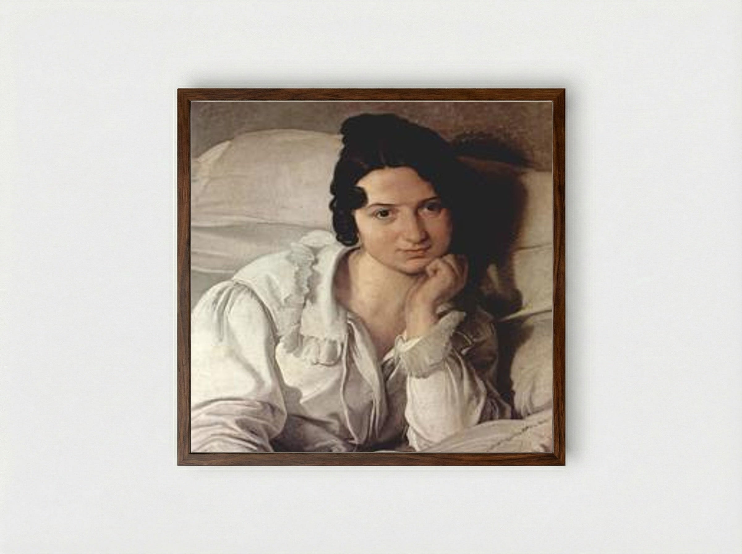 Carolina Zucchi (La Malata) - Francesco Hayez - Framed Print Dark Wood