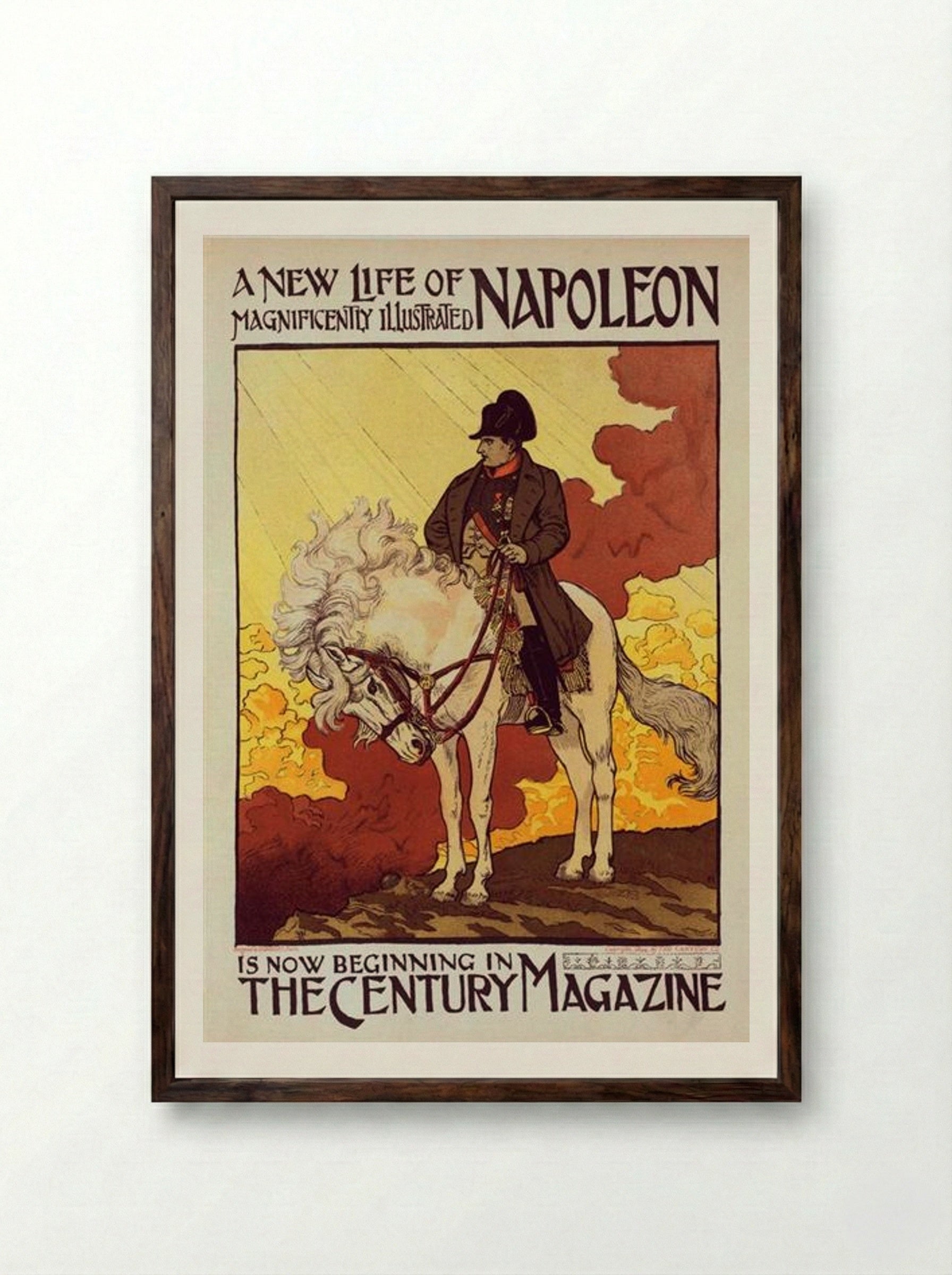 Affiche pour The Century Magazine, Napoléon - Eugène Grasset - Framed Print Dark Wood