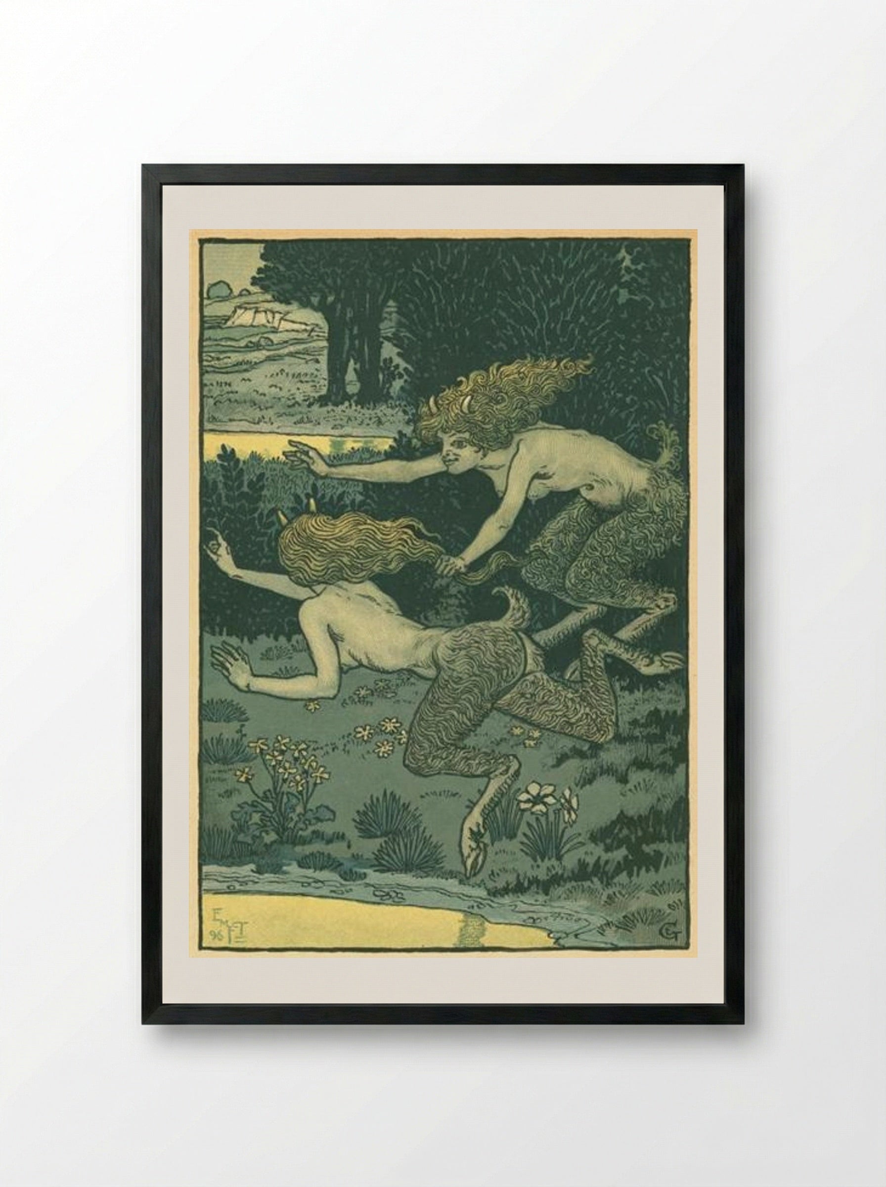 Les petites faunesses - Eugène Grasset - Framed Print Black